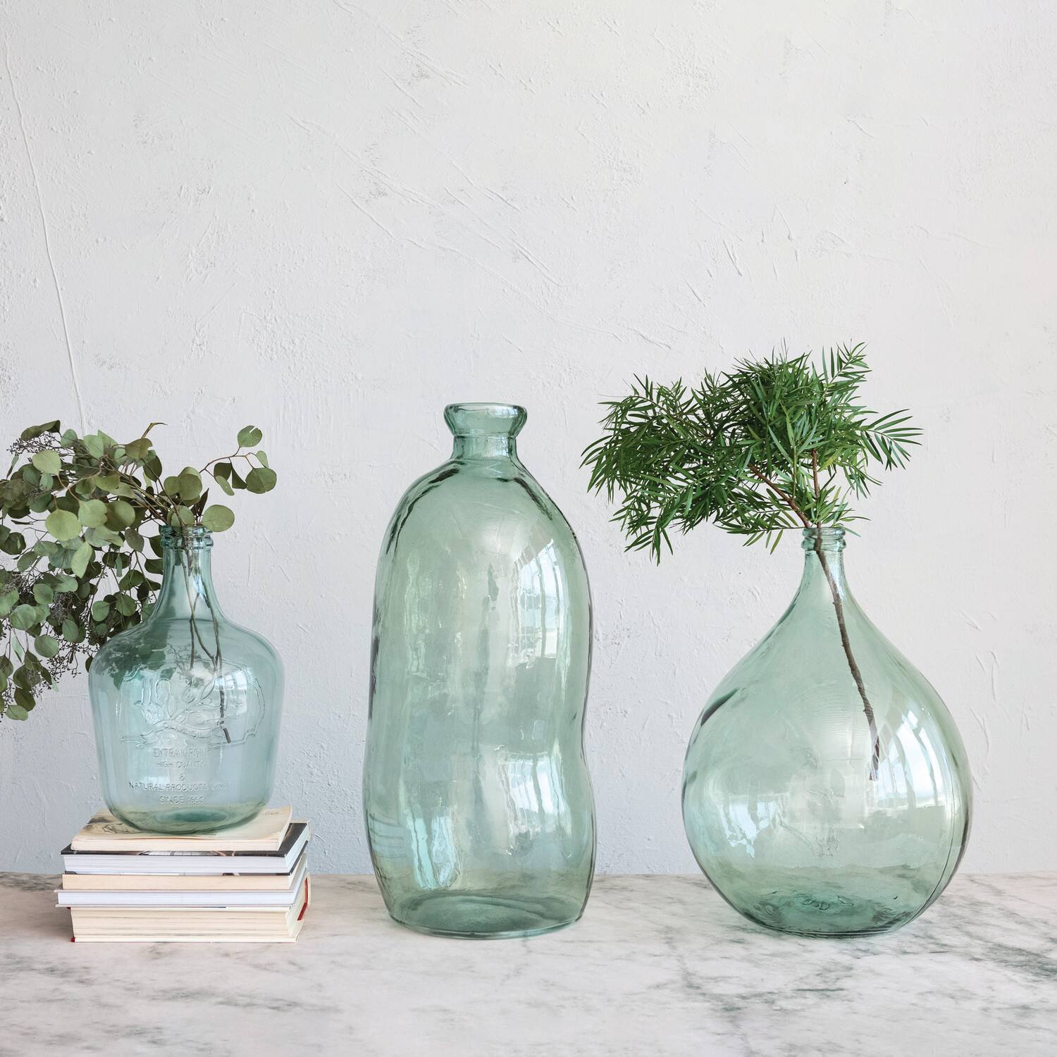 Hello Honey® 16.5" Clear Embossed Reclaimed Glass Olive Oil Bottle