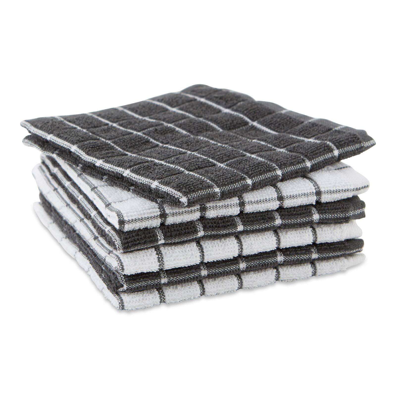 DII® Mineral Gray Combo Windowpane Dishcloths, 6ct.