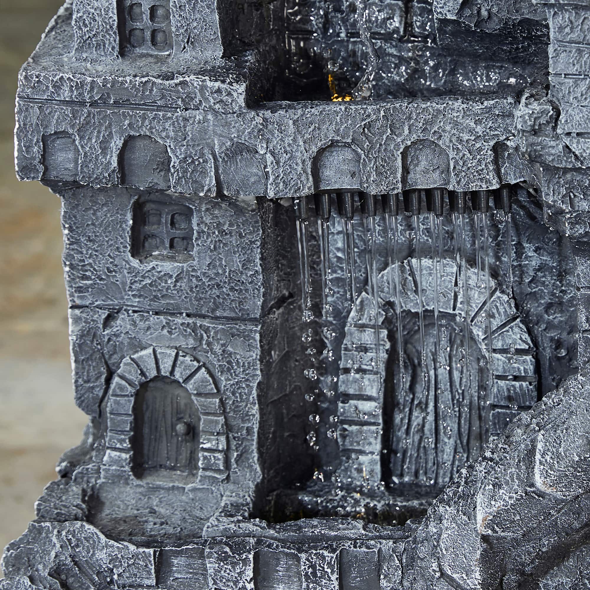 Glitzhome® 36.5" 4-Tier Gothic Dragon Sculptural Outdoor Fountain with LED Light