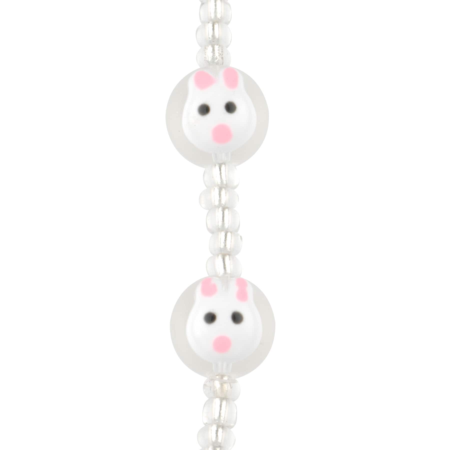 12 Pack: White Rabbit Painted Glass Beads, 11mm by Bead Landing™