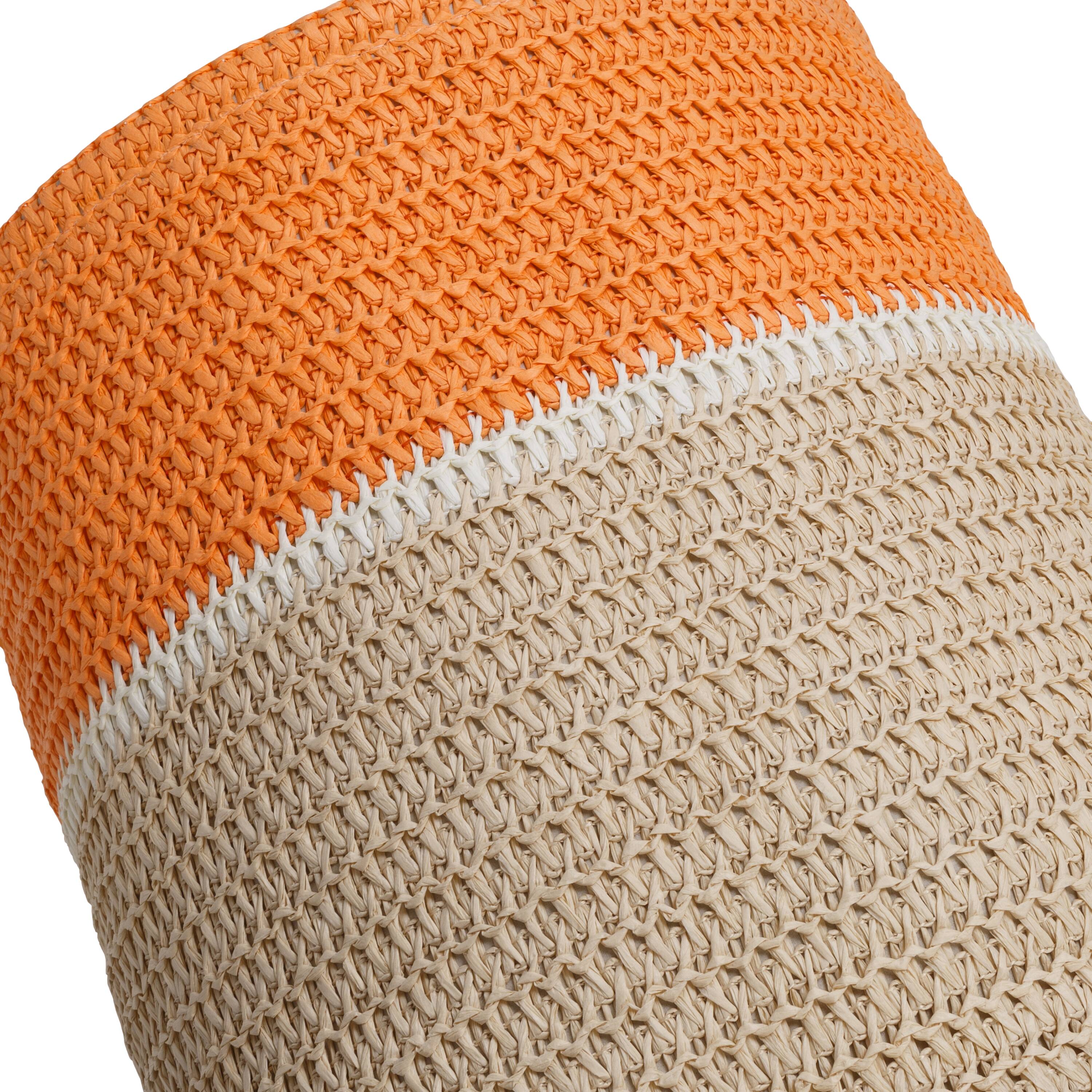 Honey Can Do Orange &#x26; Beige Paper Straw Nesting Baskets with Handles Set