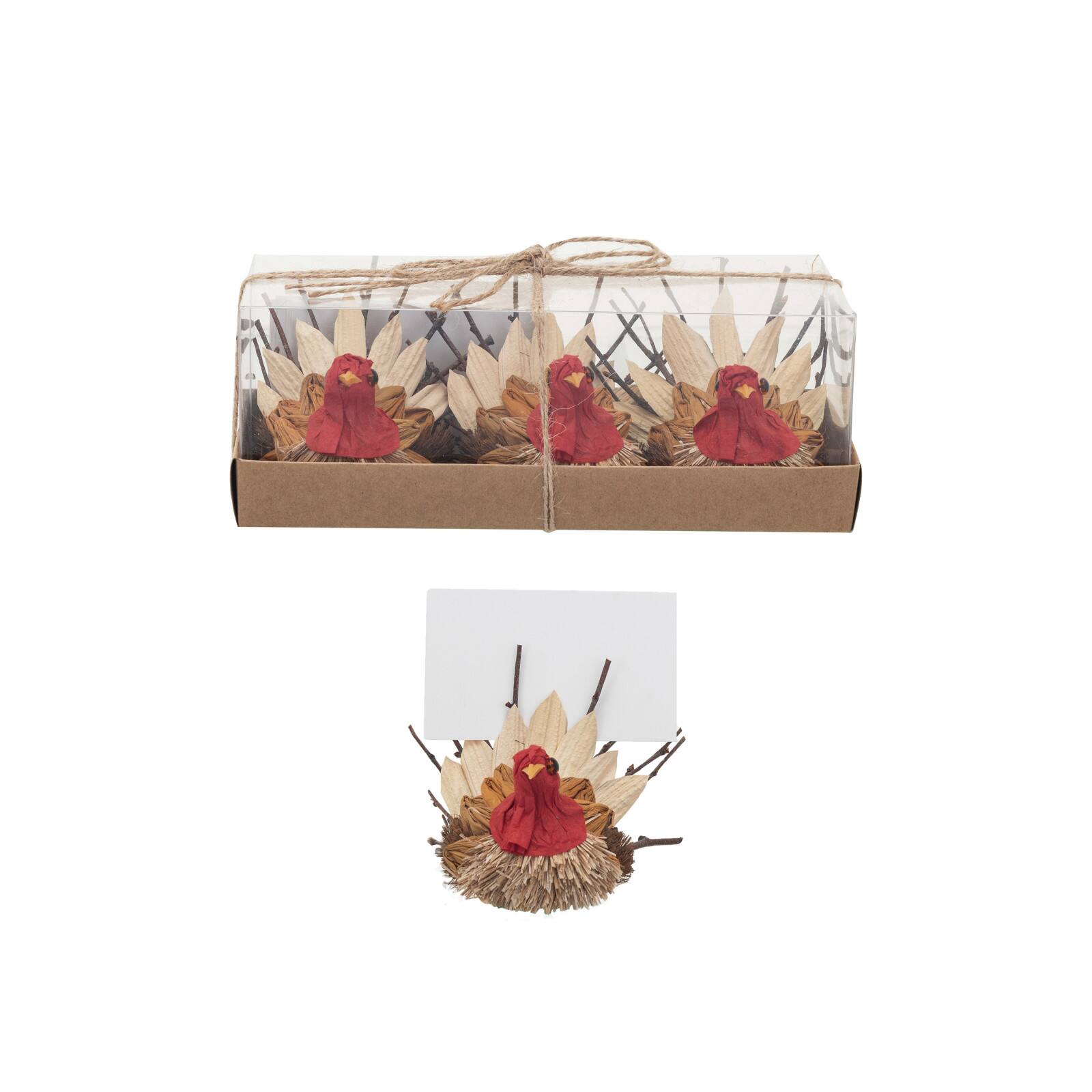 Hello Honey&#xAE; 3&#x22; Dried Natural Corn Husk Turkey Place Card Holders, 3ct.