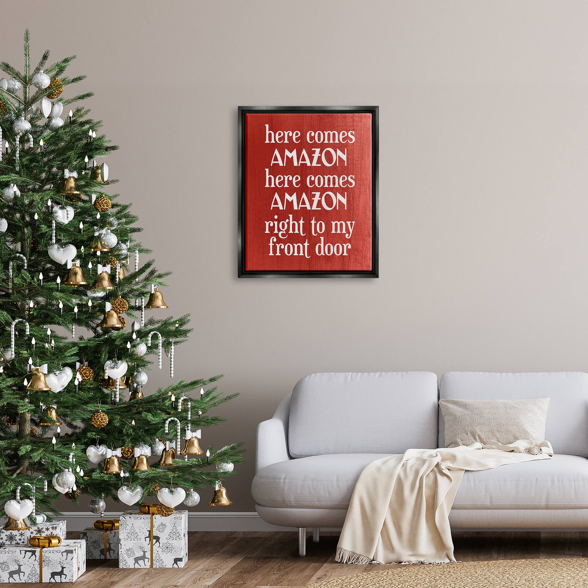 Stupell Industries Here Comes Amazon Funny Song Framed Floater Canvas Wall Art