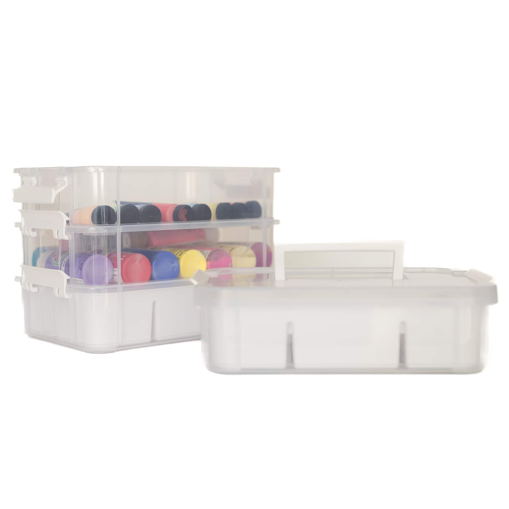 Everything Mary Clear 4-Tier Stackable Craft Storage Box with Handle