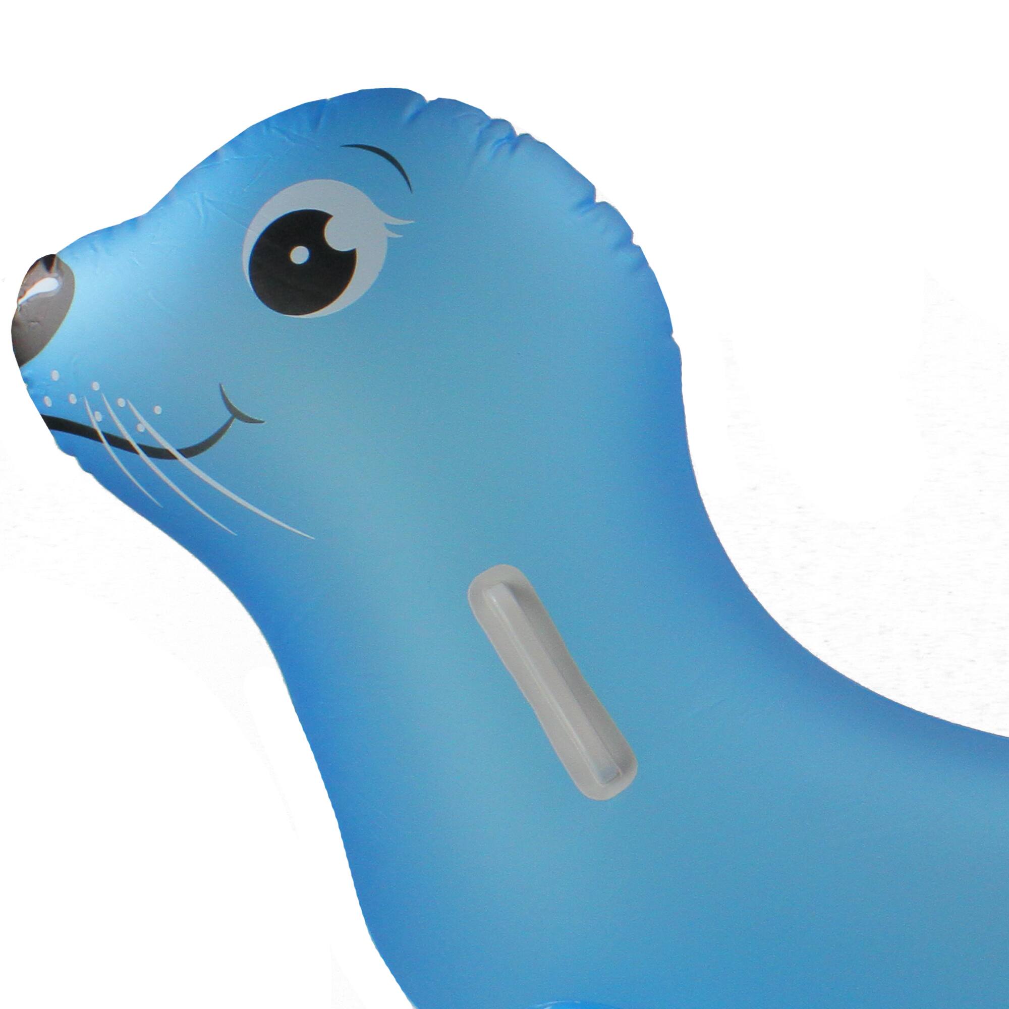 46&#x22; Blue Sea Lion Inflatable Ride-On Pool Float with Handles