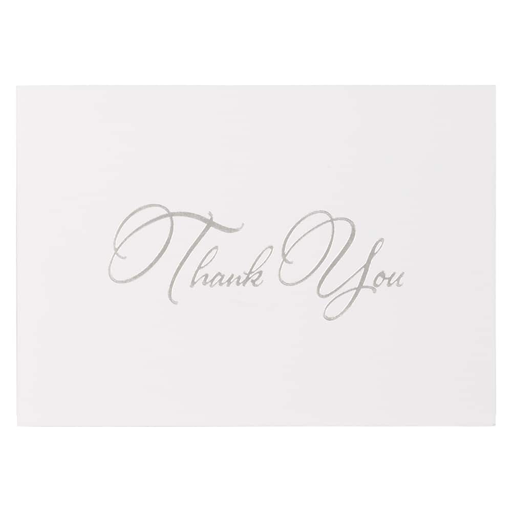JAM Paper Thank You Card Set with Silver Script, 25ct.