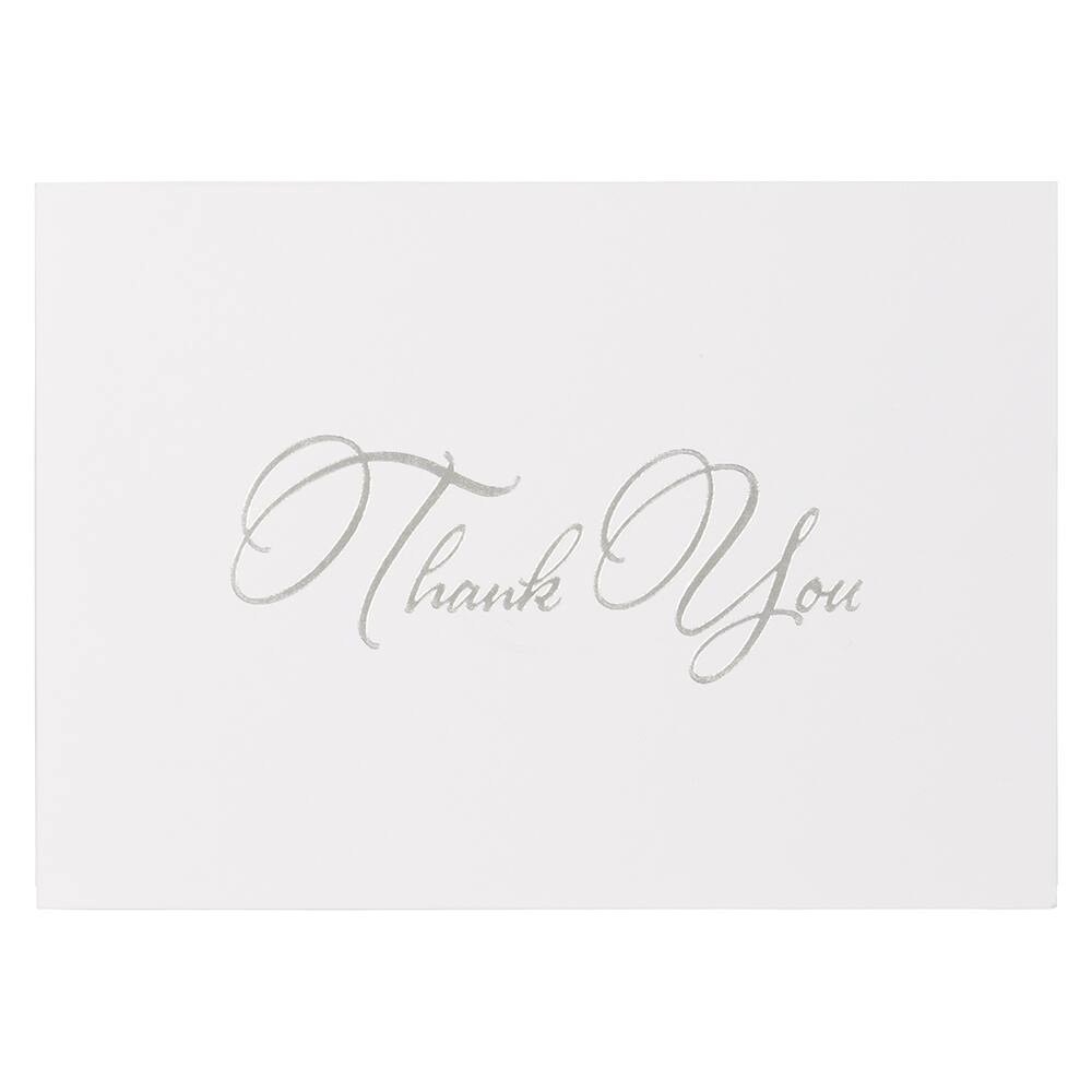 JAM Paper Thank You Card Set with Silver Script, 25ct.