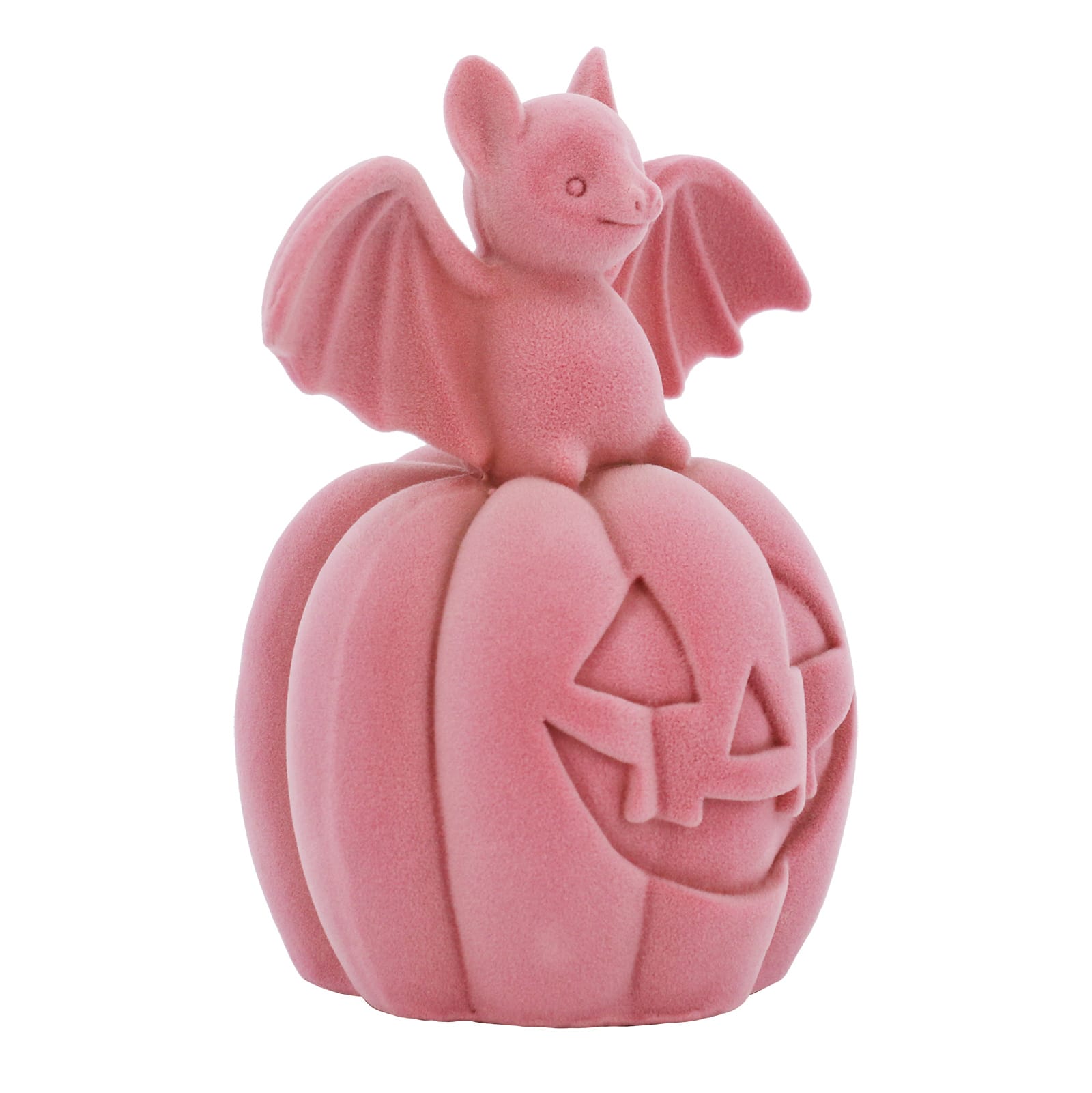 6.5&#x22; Flocked Bat on Jack-O&#x27;-Lantern Tabletop Accent by Ashland&#xAE;