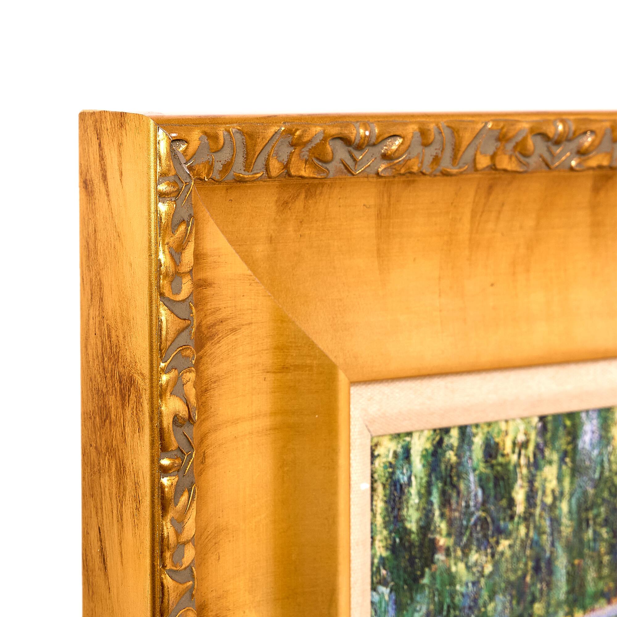 American Art Decor Ornate Framed Water Lilies with Bridge Canvas Print by Claude Monet - 22.75&#x22; x 18.75&#x22;