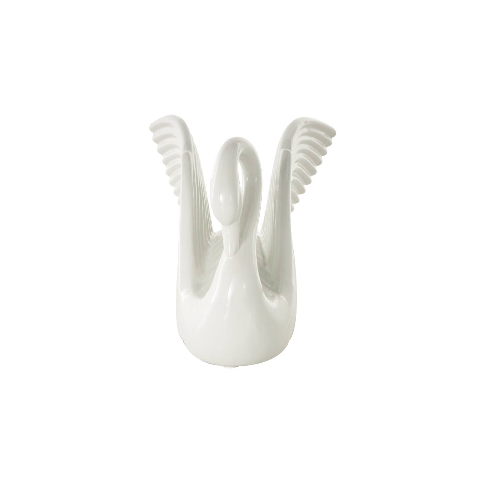 10.5" Ceramic Swan with Textured Grooves Sculpture