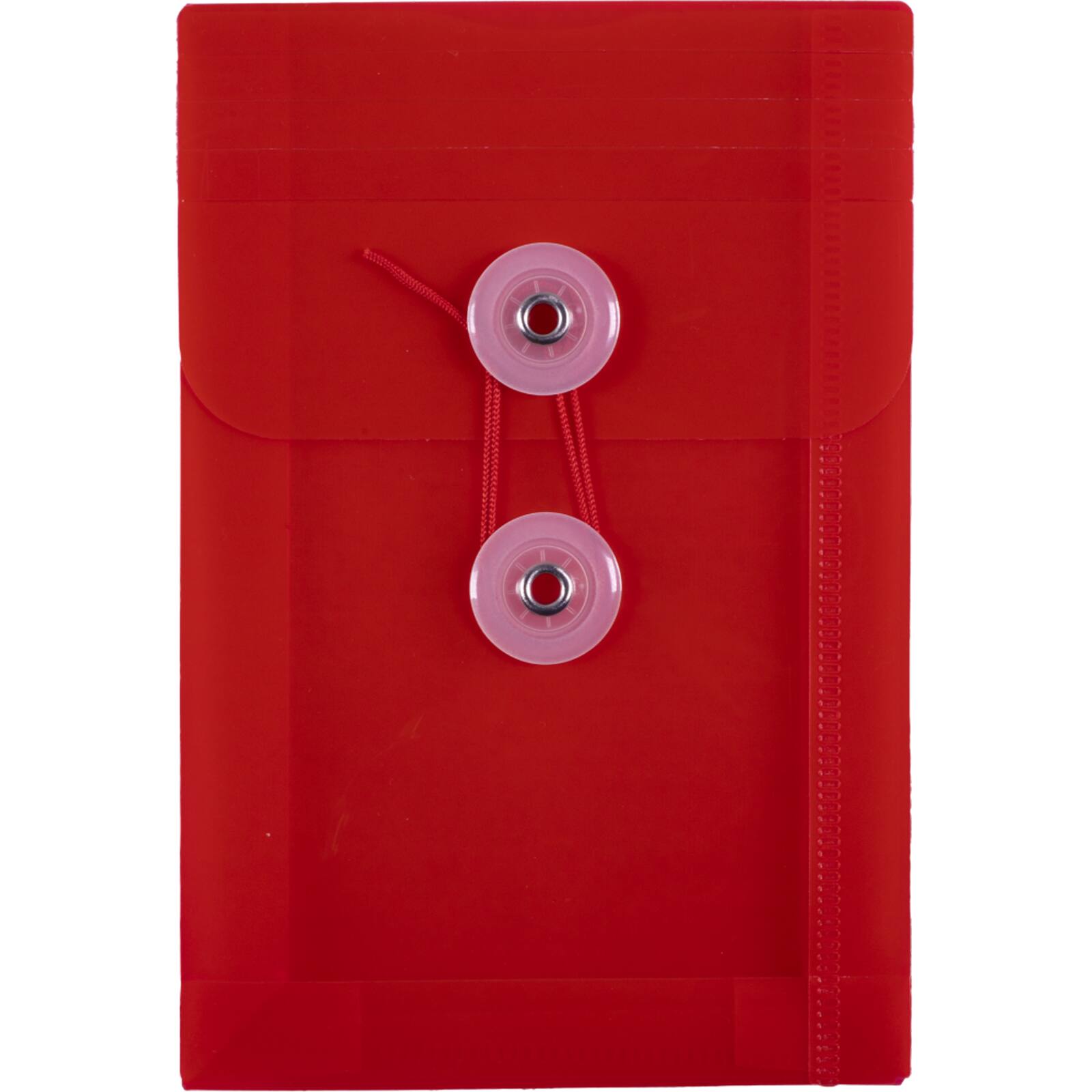 JAM Paper 4.25&#x22; x 6.25&#x22; Open End Plastic Envelopes with Button and String Closure, 24ct.