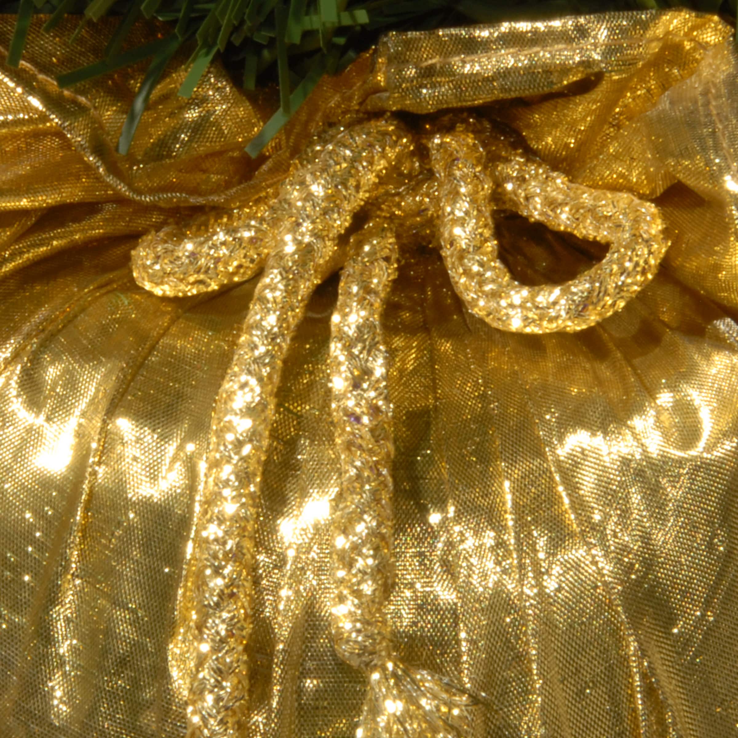 24&#x22; Pre-Lit Majestic Fir Tree In Gold Cloth Bag, Clear Lights
