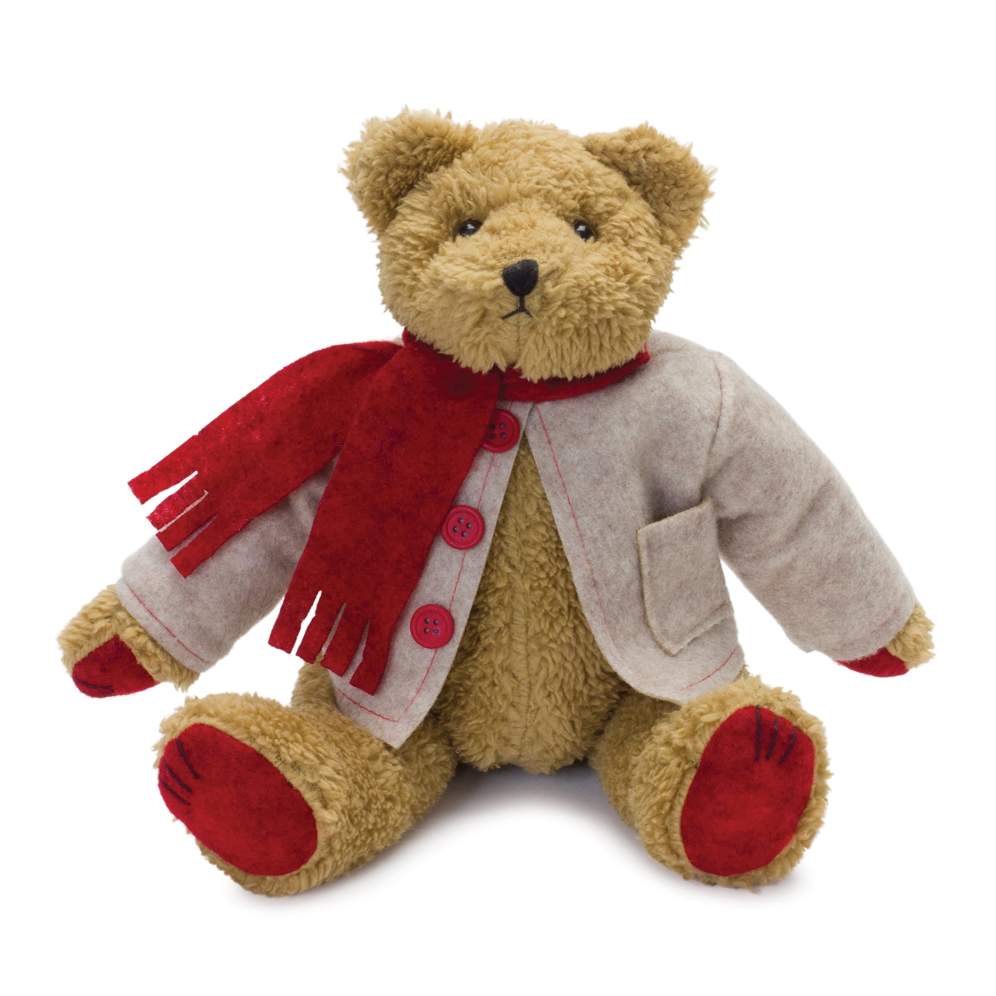 14&#x22; Vintage Teddy Bear with Coat &#x26; Scarf