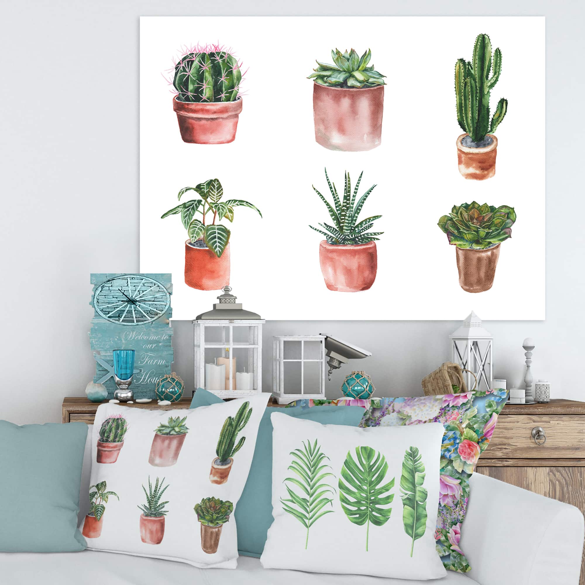 Designart - Flowers In A Pot Cacti and Succulents