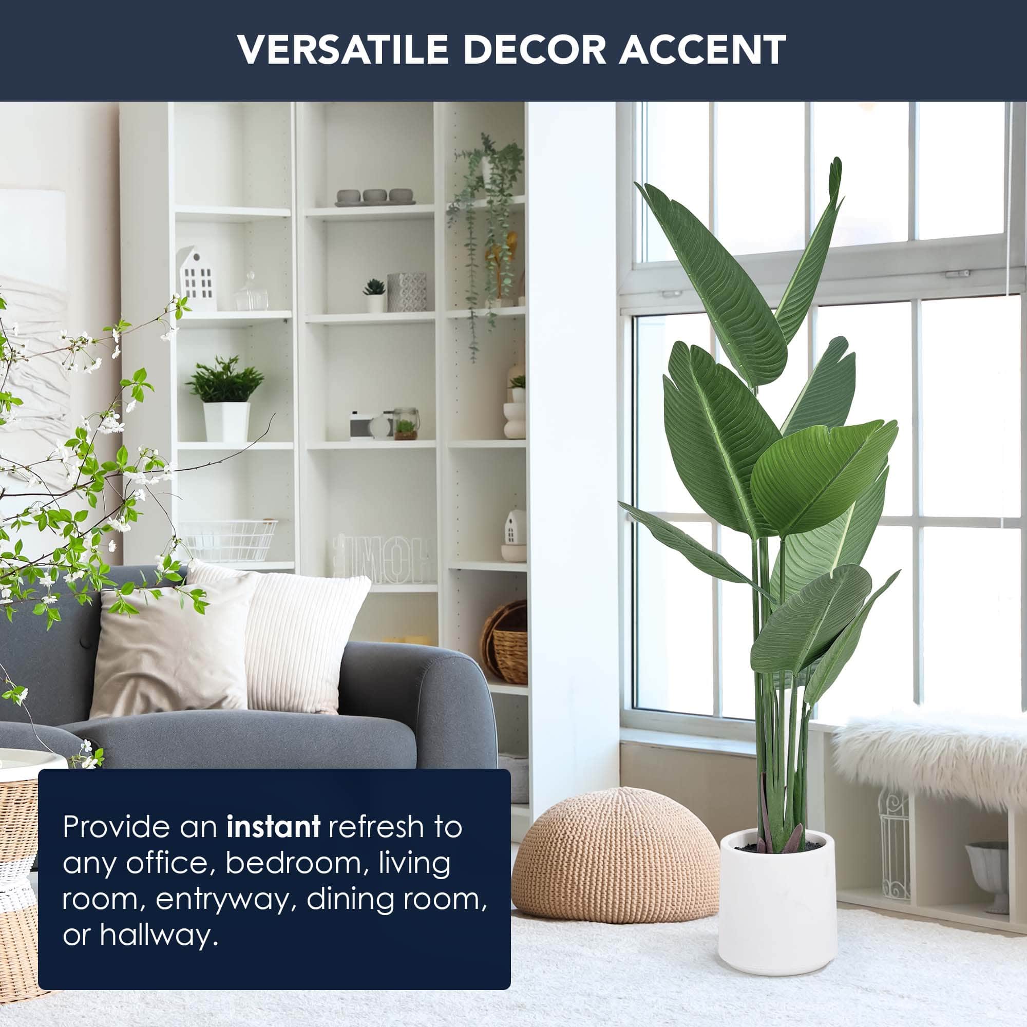 American Art Decor 5ft. Realistic Artificial Palm Tree in White Pot