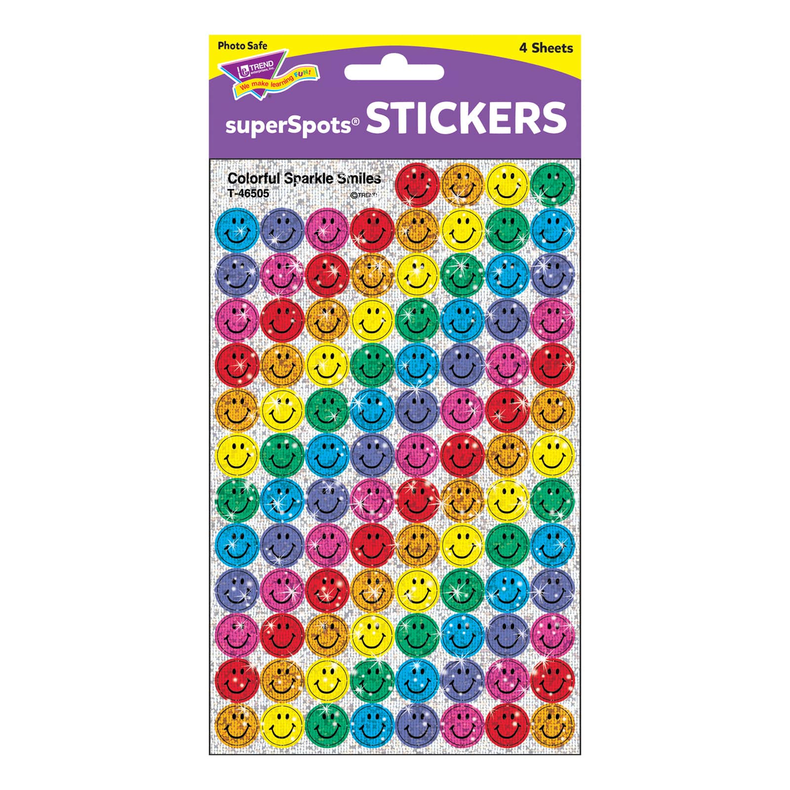 Trend Enterprises&#xAE; Colorful Sparkle Smiles SuperSpots&#xAE; Stickers