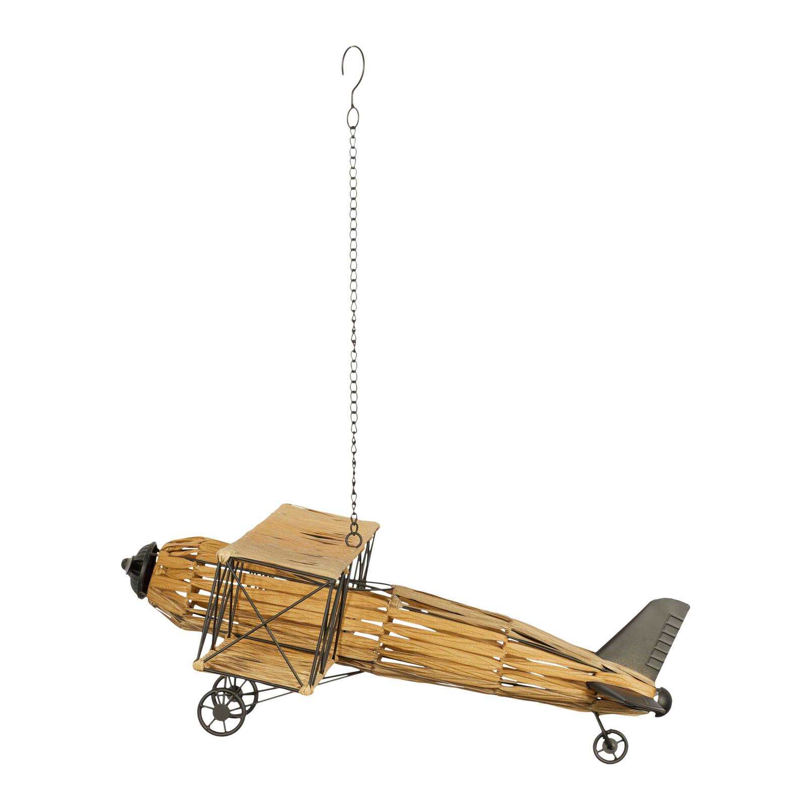 Tan Metal Natural Plane Sculpture, 10&#x22; x 31&#x22; x 28&#x22;