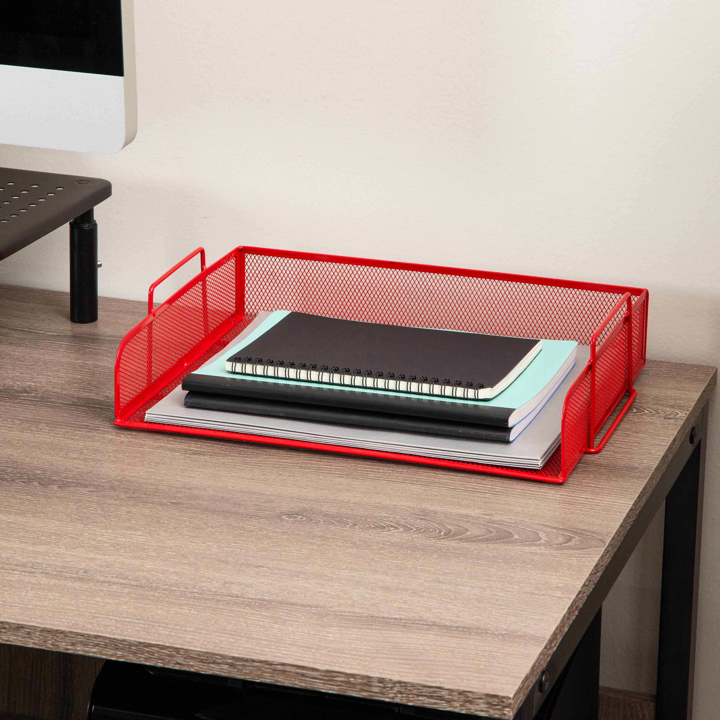 Mind Reader Stackable Paper Tray, Classroom Organizer, File Storage, Teachers, Metal Mesh, 4 Pcs., Multi-Colored