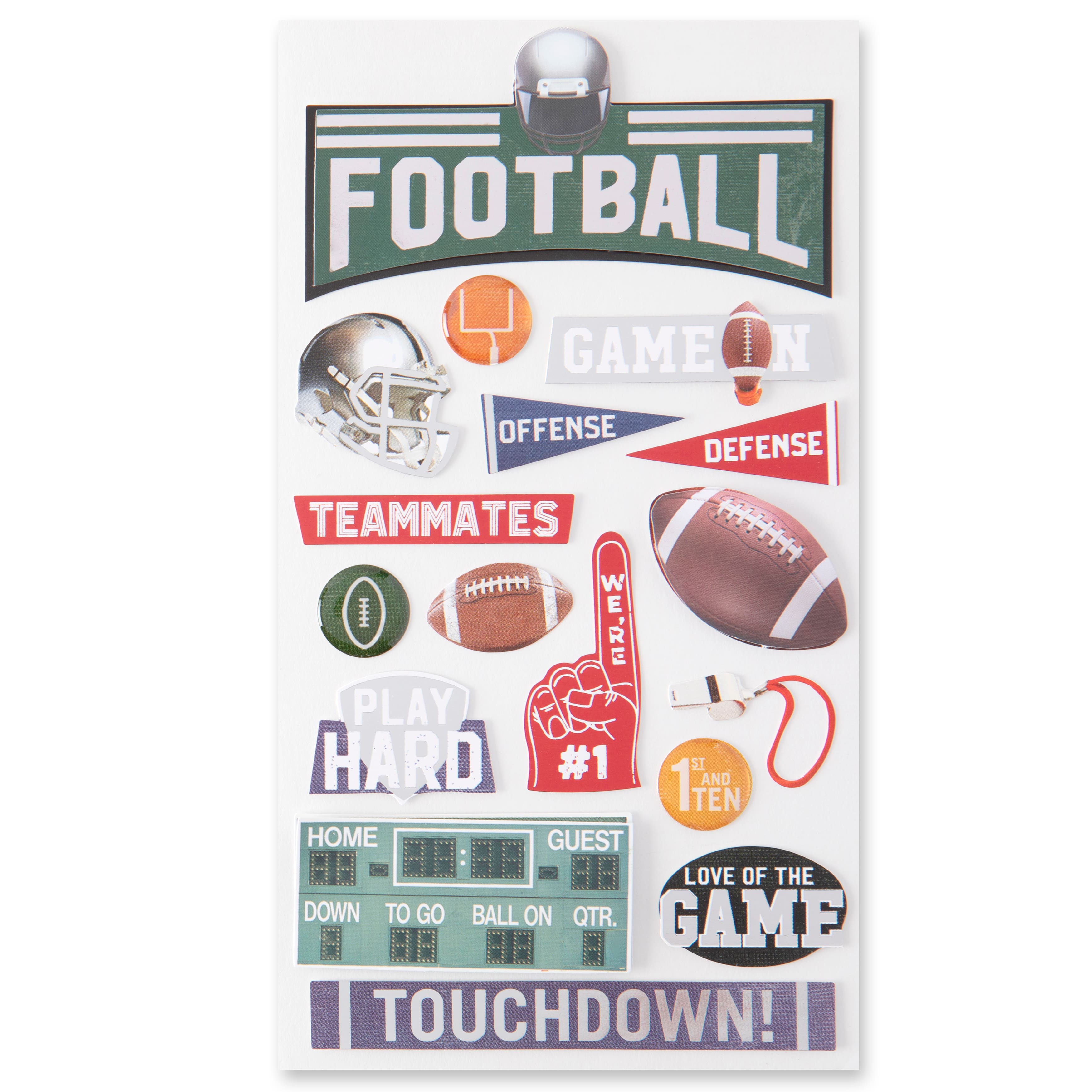 12 Pack: Football Icons Dimensional Stickers by Recollections™