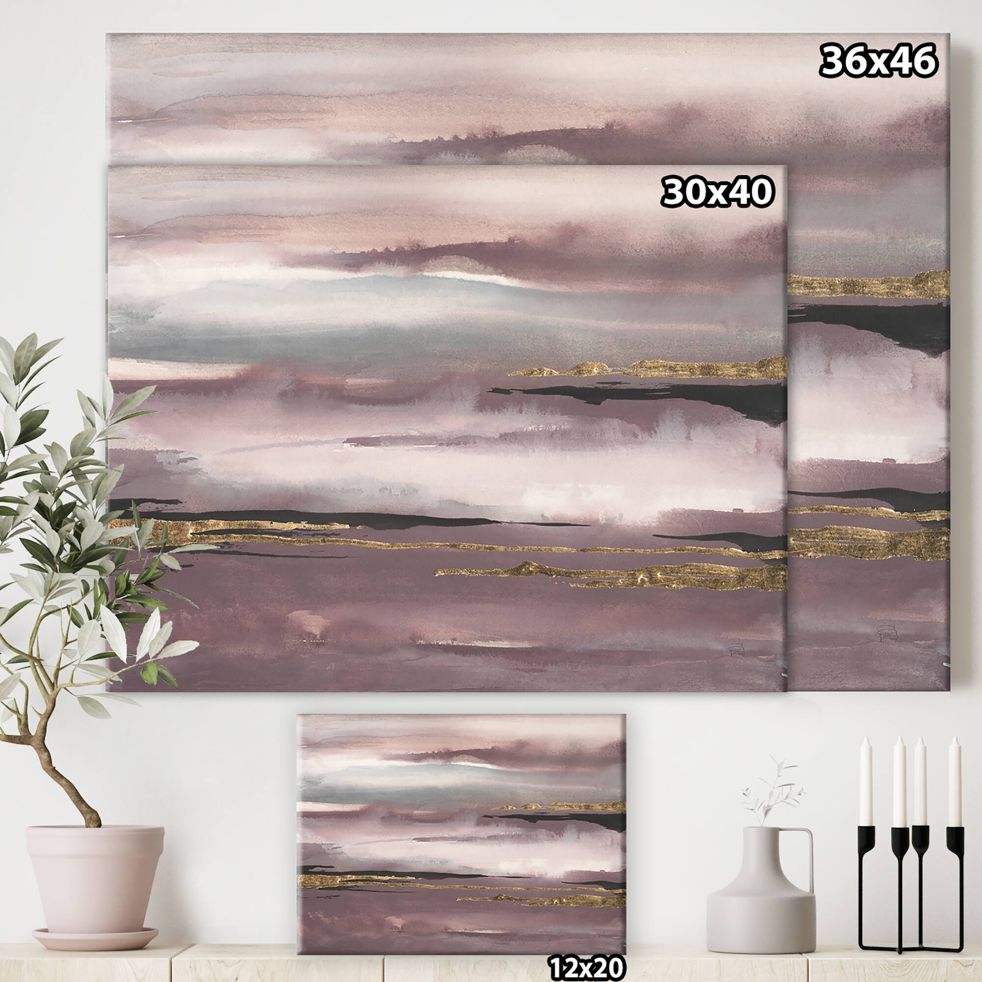 Designart - Purple Glam Storm IV - Glam & Shabby Chic Gallery-wrapped Canvas