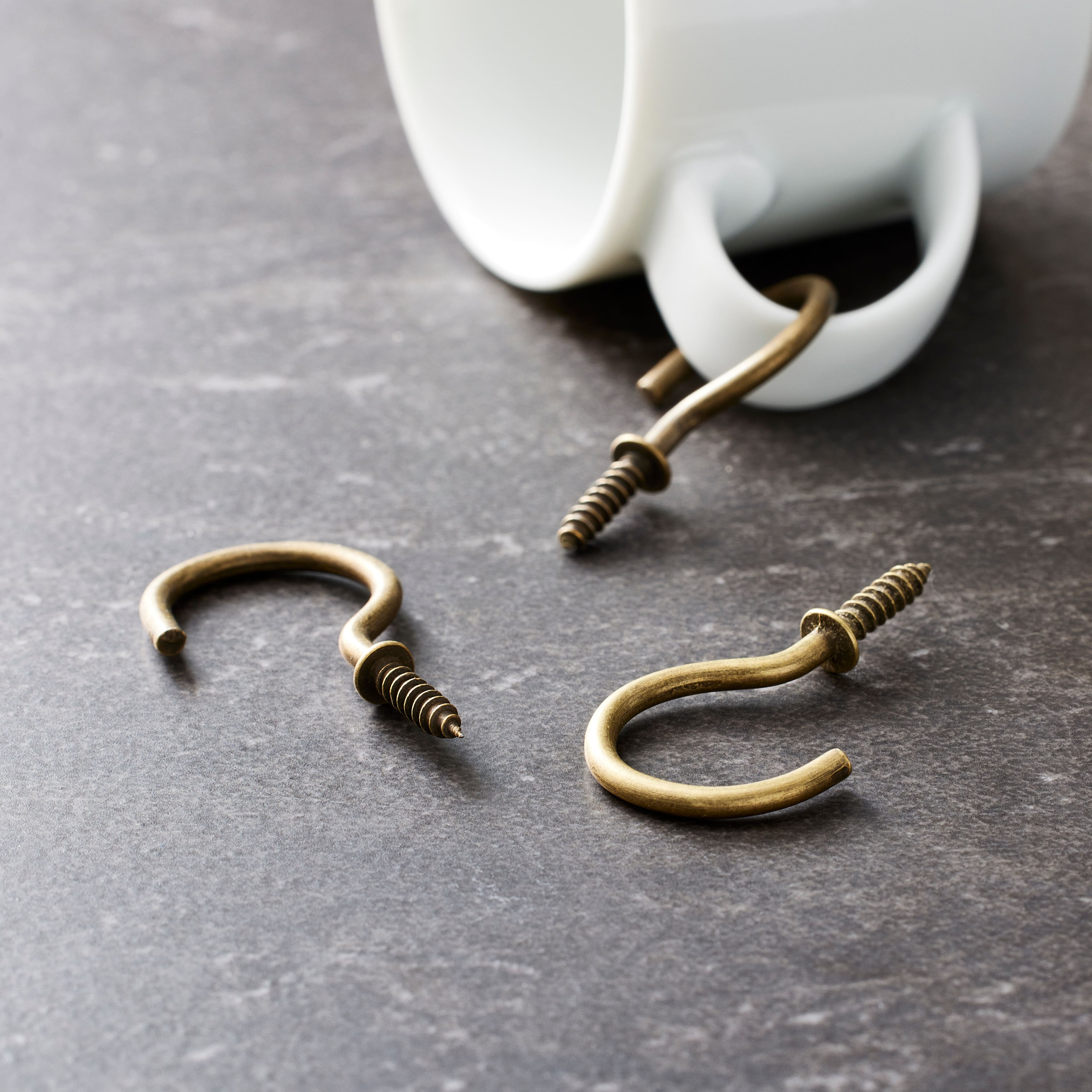 Easyfix Electro Brass Square Cup Hooks x 10 Pack - Screwfix