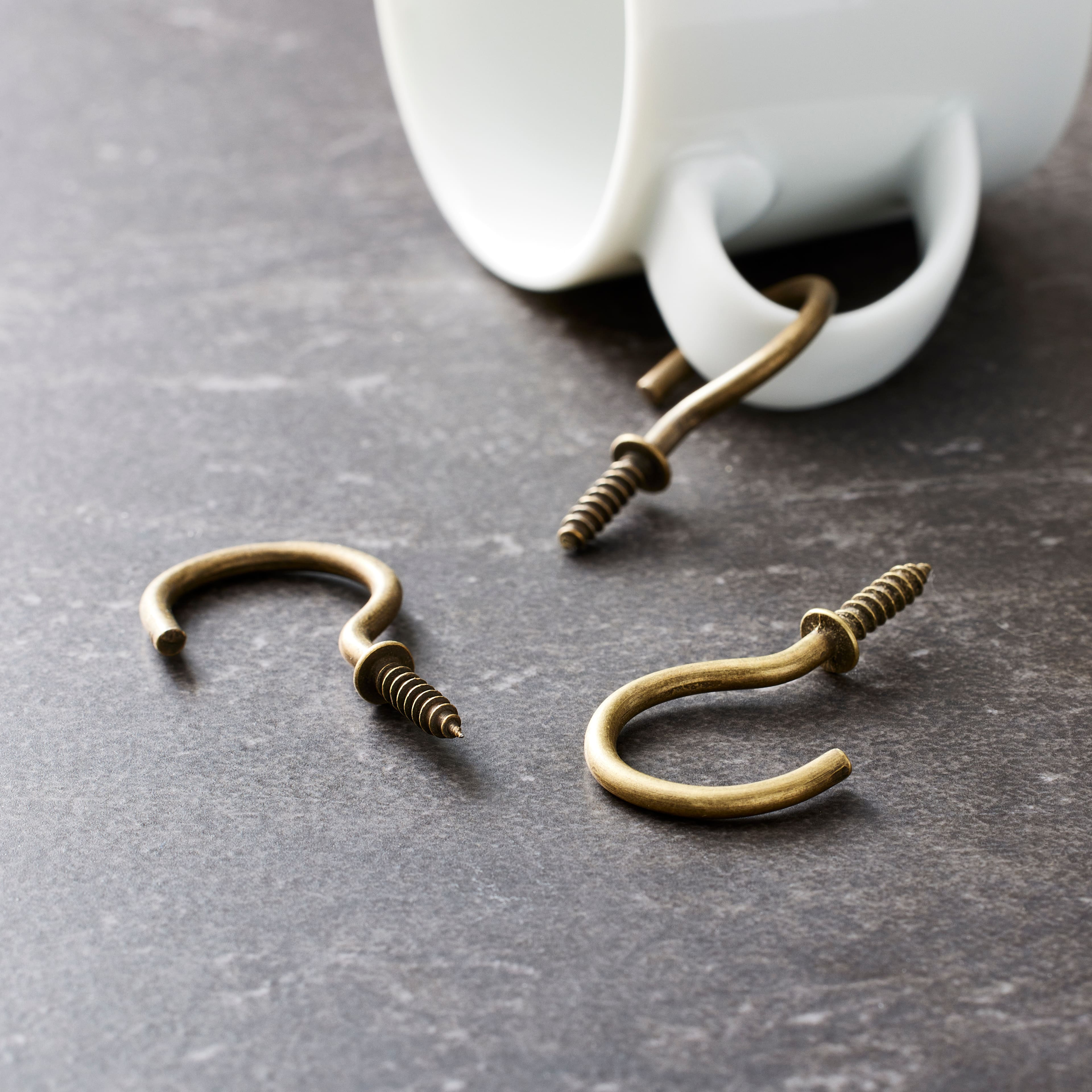 1.25" Antique Brass Cup Hooks, 3ct. by Studio Décor®