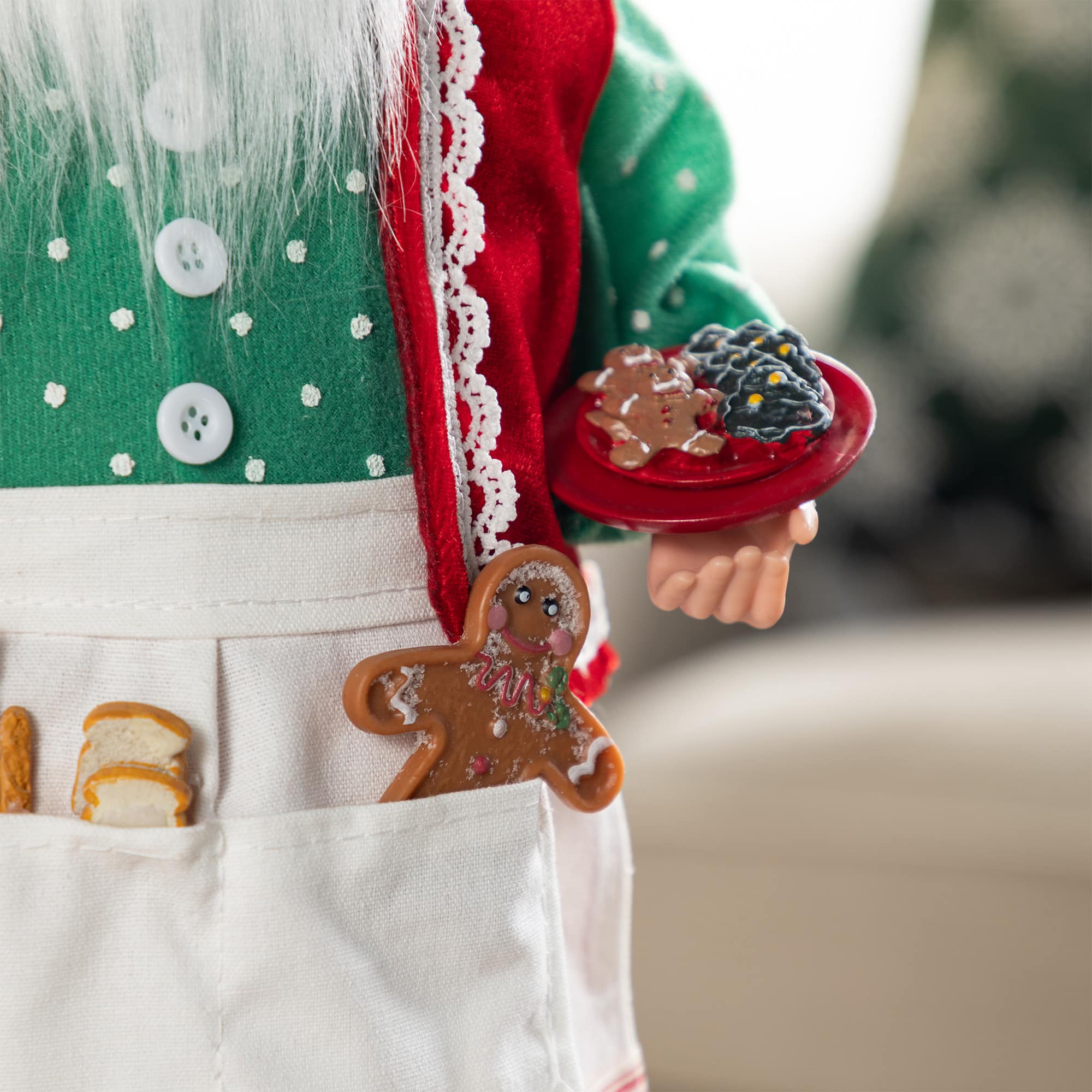 Glitzhome&#xAE; 18&#x22;H Faux Fur Christmas Chef Santa Figurine