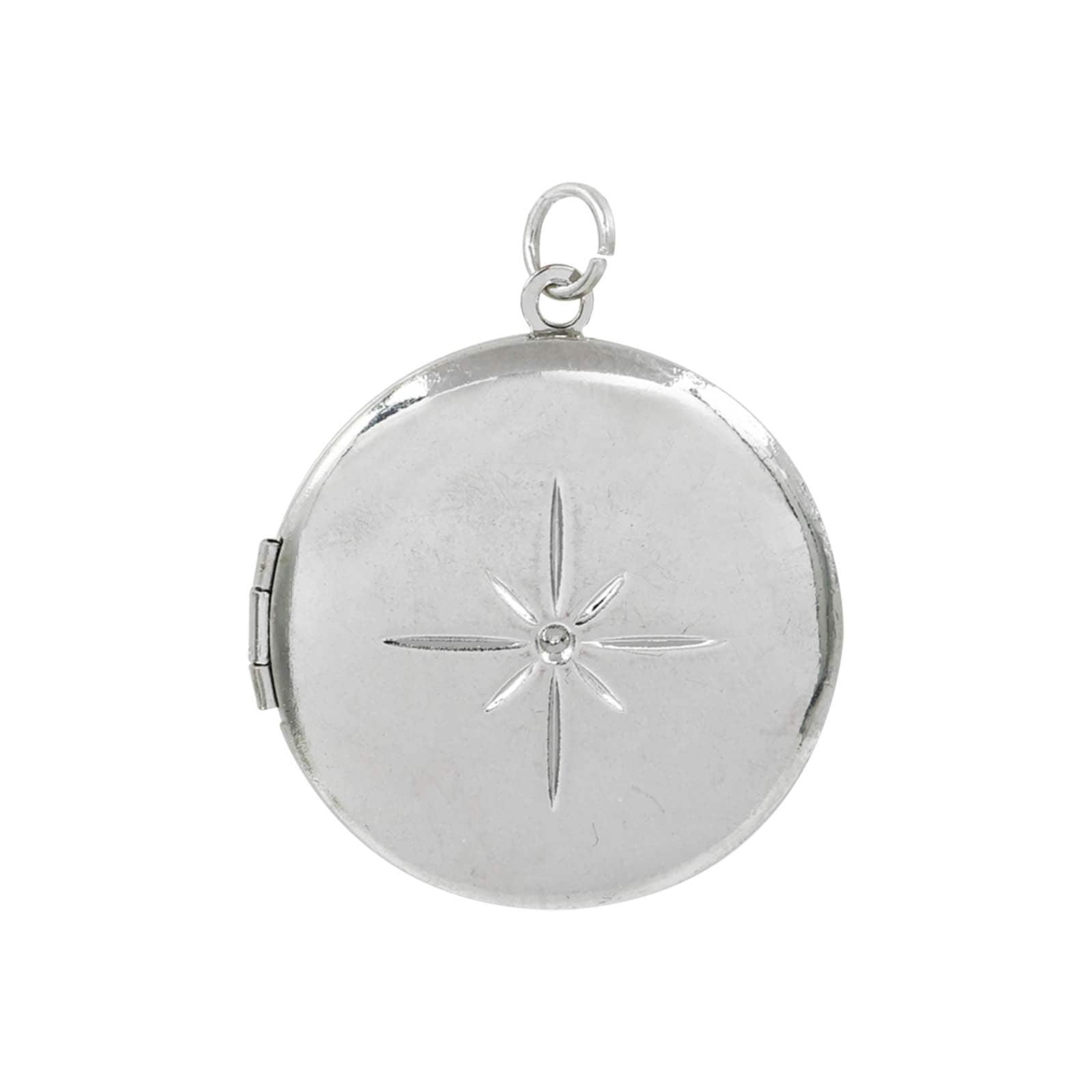 12 Pack: Silver Starburst Circle Locket by Bead Landing™