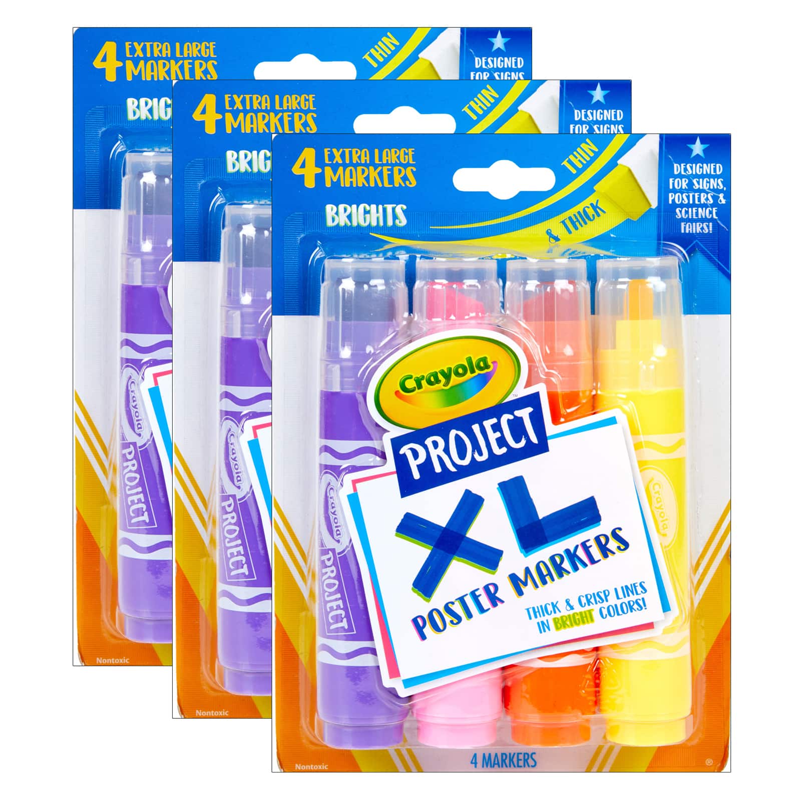 Crayola Project XL Poster Markers 4 Classic Colors Per Pack 3