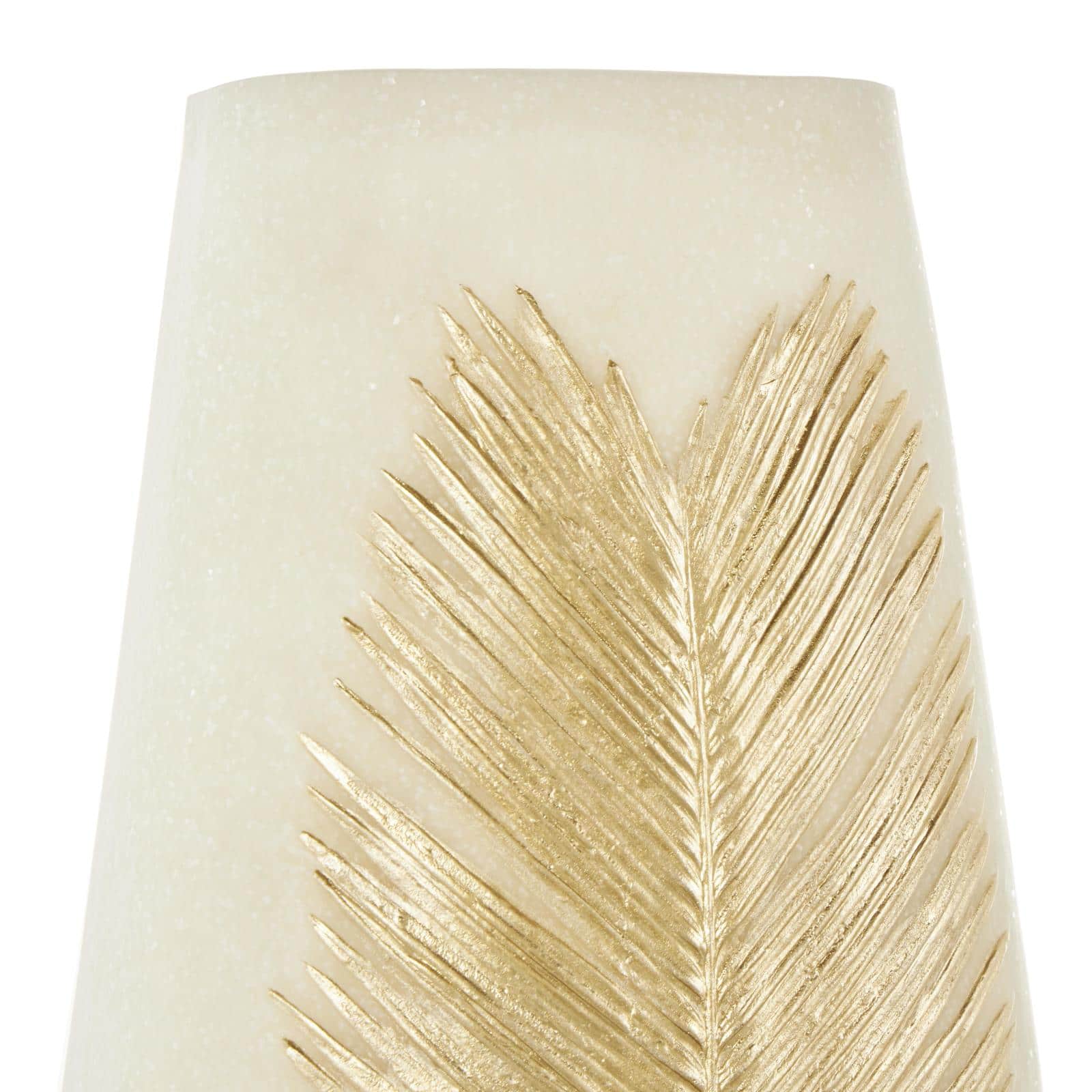 Cream Polystone Vase with Gold Leaf Relief