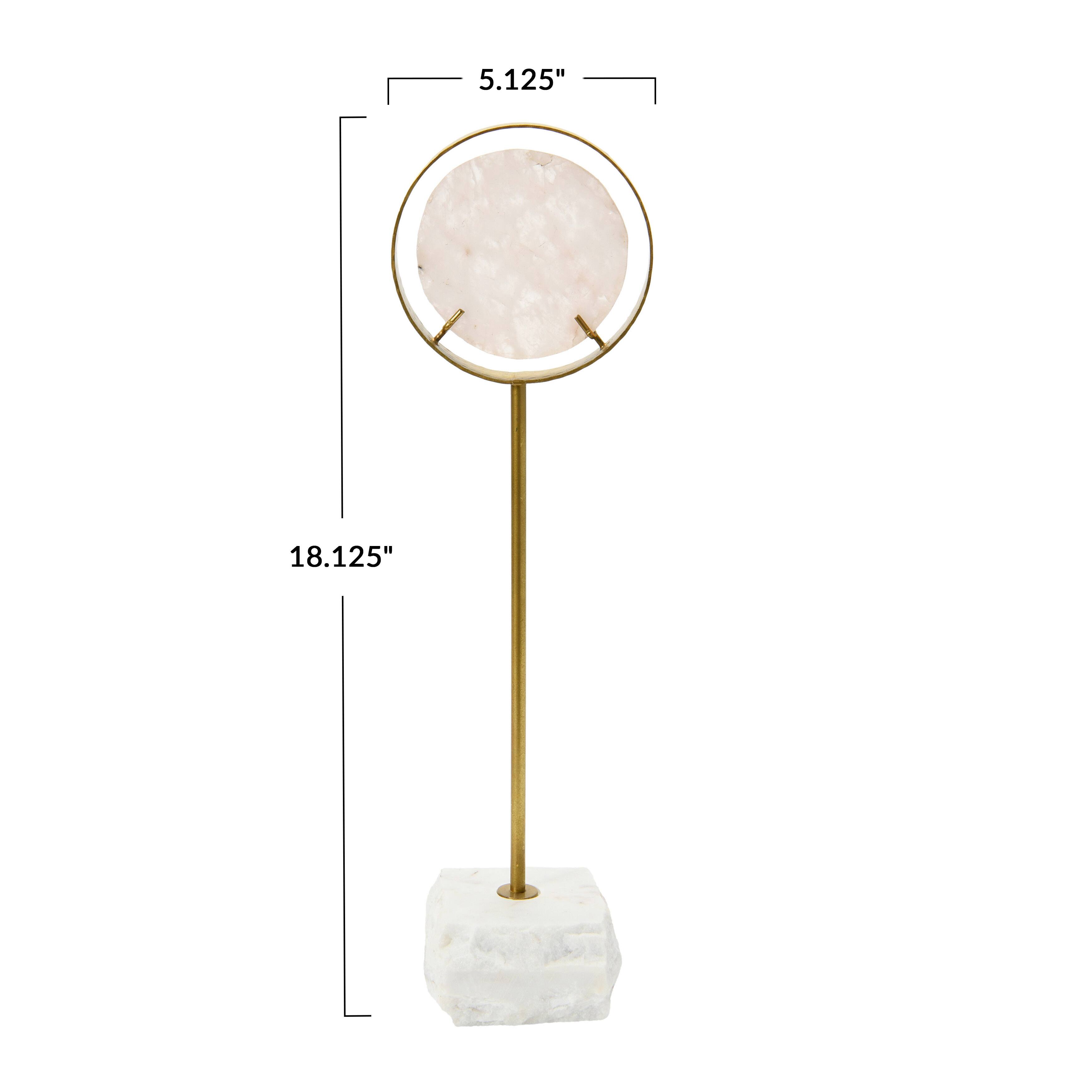 Hello Honey® 18" White Decorative Agate Accent on Metal & Marble Stand