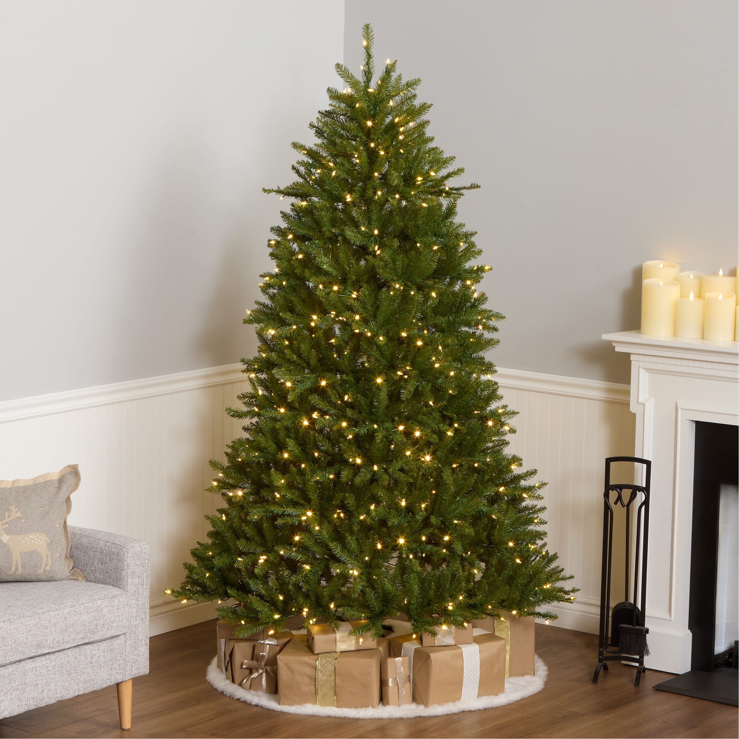 7ft. Pre-Lit Dunhill® PowerConnect™ Fir Artificial Christmas Tree, Dual Color® LED Lights
