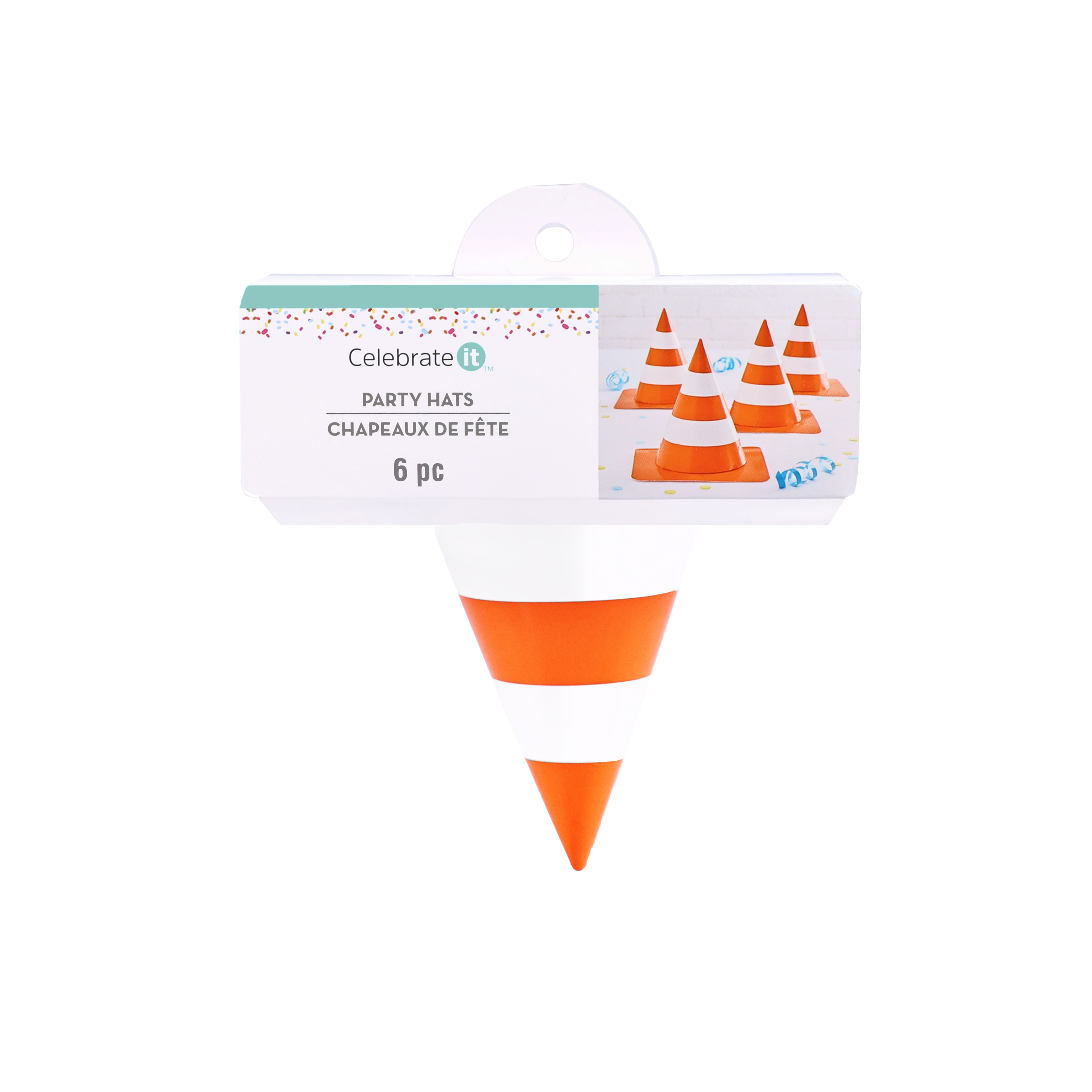 5&#x22; Orange &#x26; White Cone Party Hats, 6ct. by Celebrate It&#x2122;