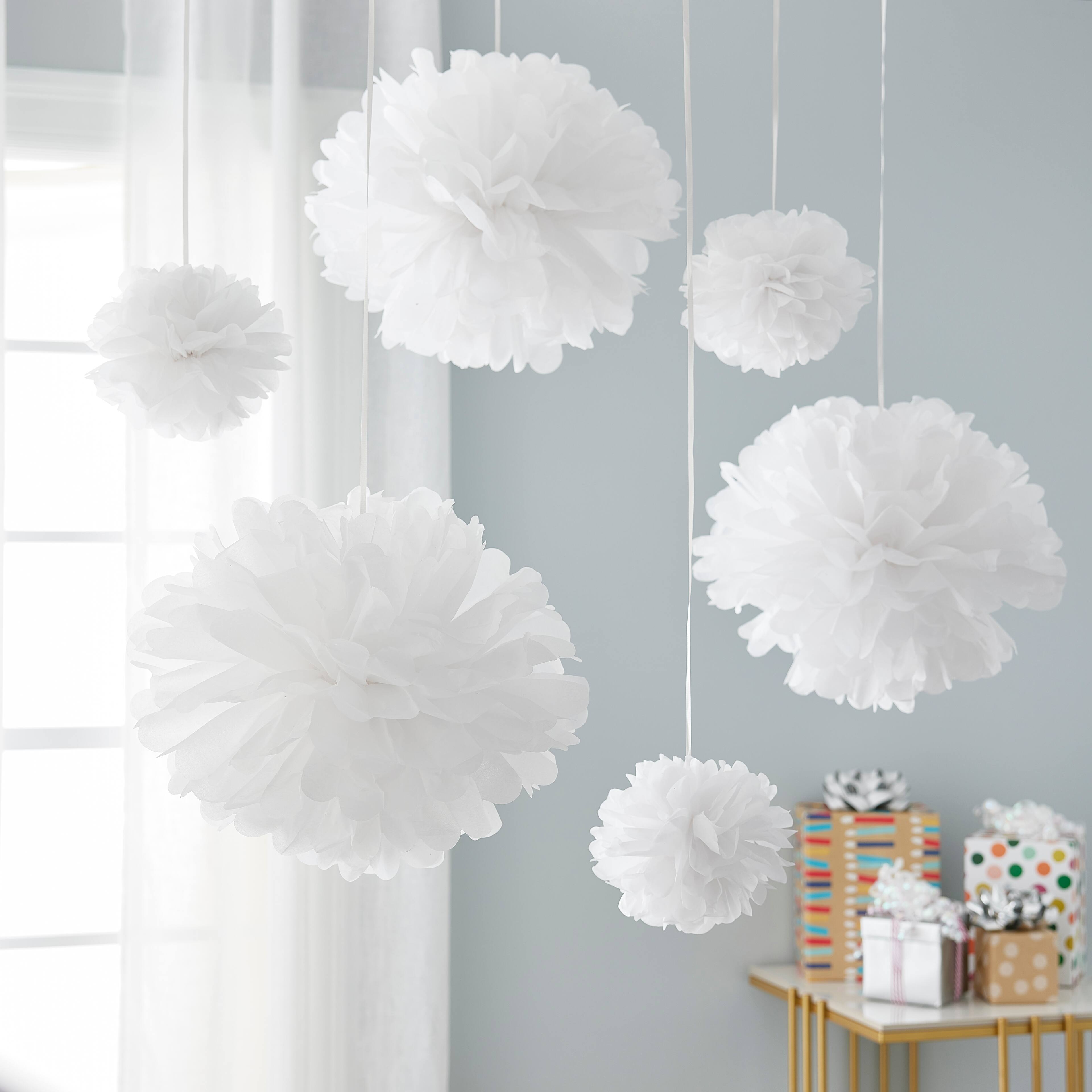 12 Packs: 6 ct. (72 total) White Paper Pom Poms by Celebrate It&#x2122;