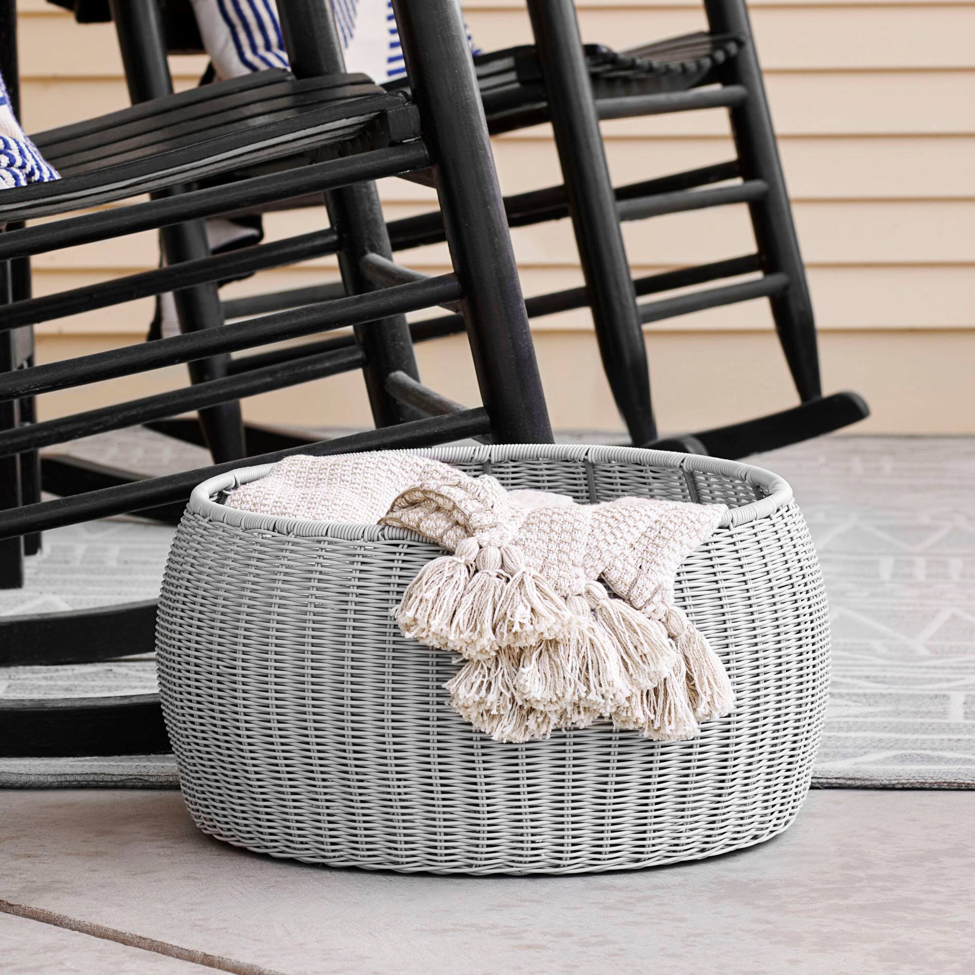 Household Essentials 9&#x22; Woven Storage Ottoman