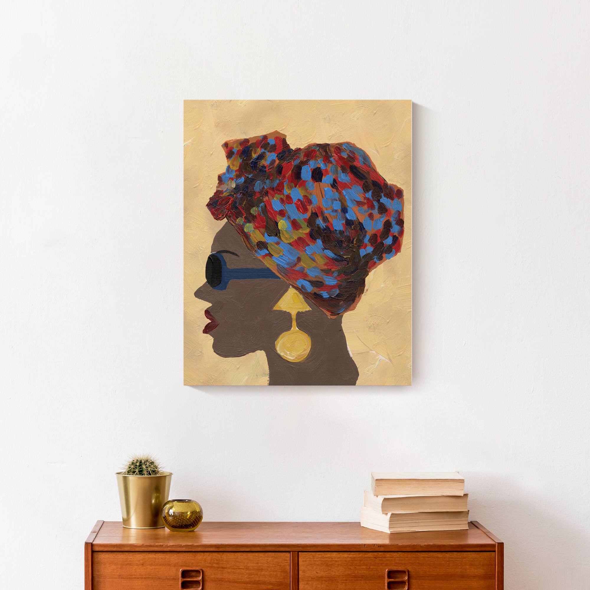 Earrings And A Head Wrap 16" x 20" Canvas Wall Art