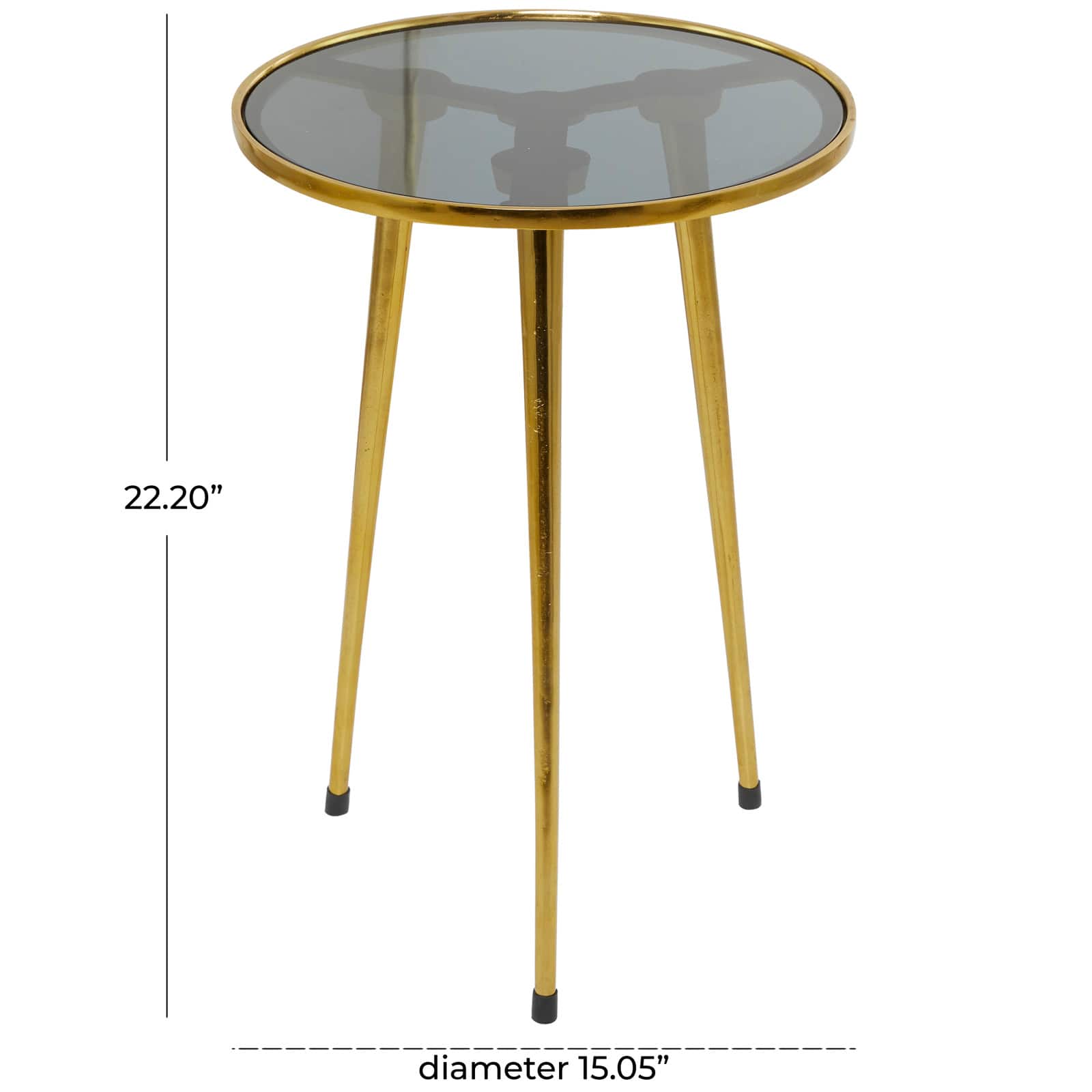 22" Aluminum Tripod Legs Accent Table with Shaded Glass Top