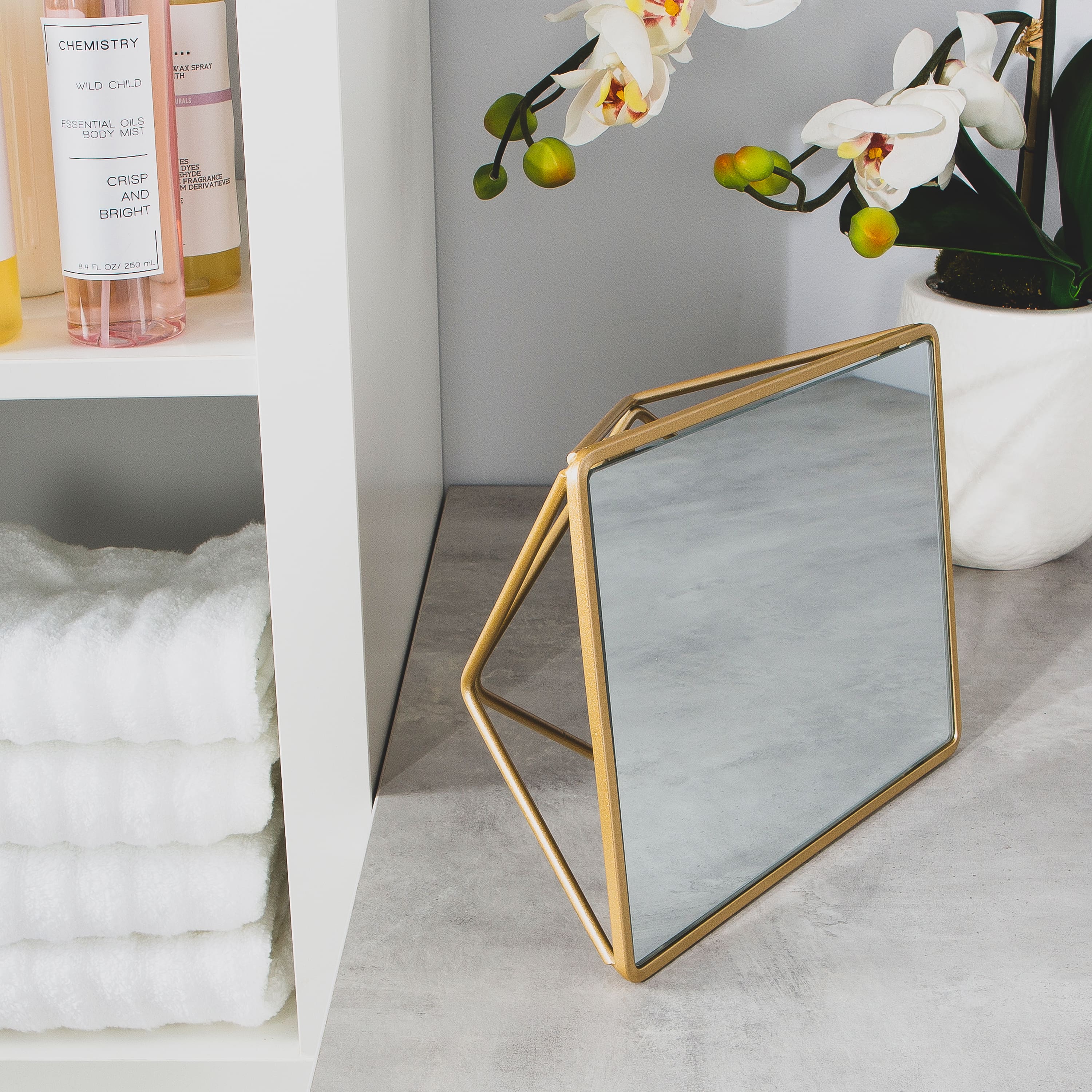 Home Details Gold Geometric Design Vanity Mirror