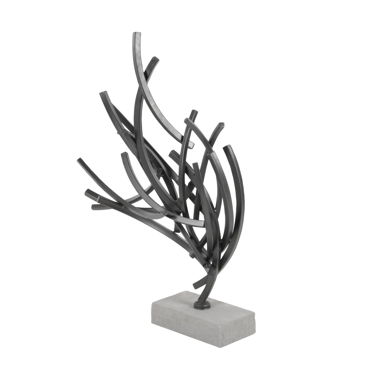 23&#x22; Gray Metal Abstract Sculpture