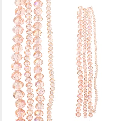 Pink & Gold Plated Faceted Glass Rondelle Beads by Bead Landing™ image