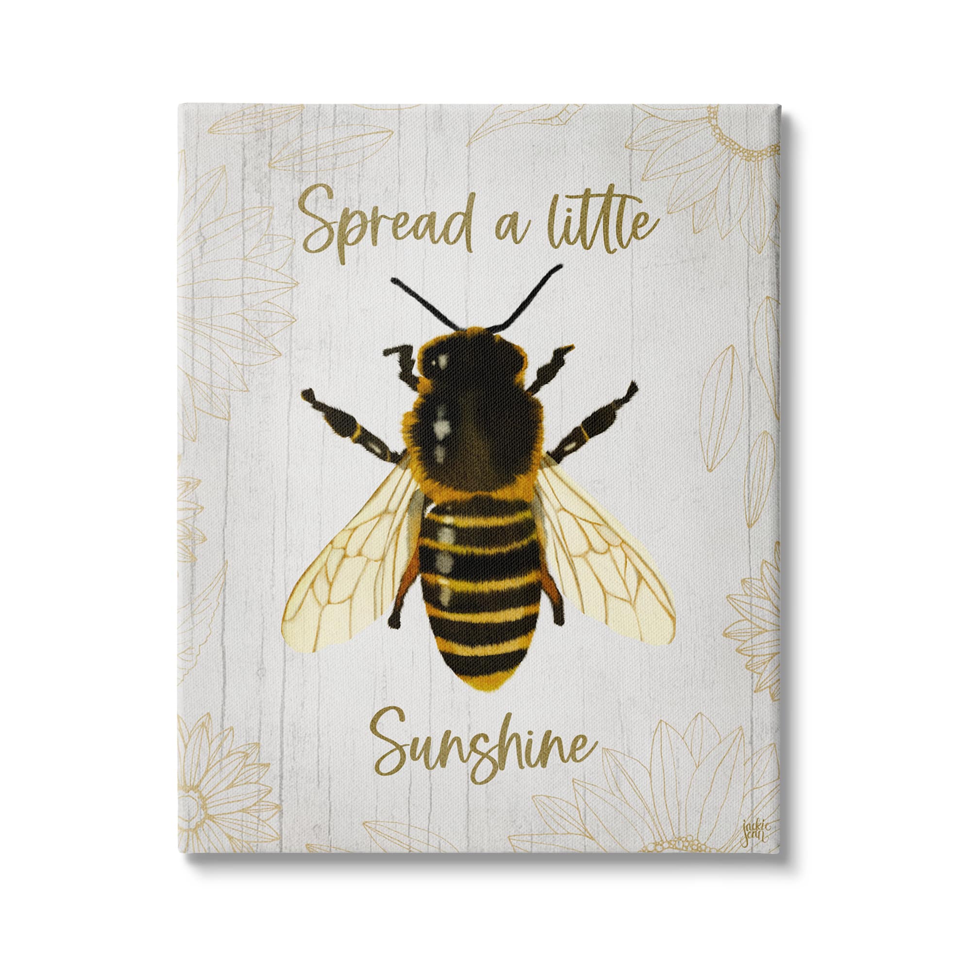 Stupell Industries Spread a Little Sunshine Phrase Country Bumble Bee Canvas Wall Art