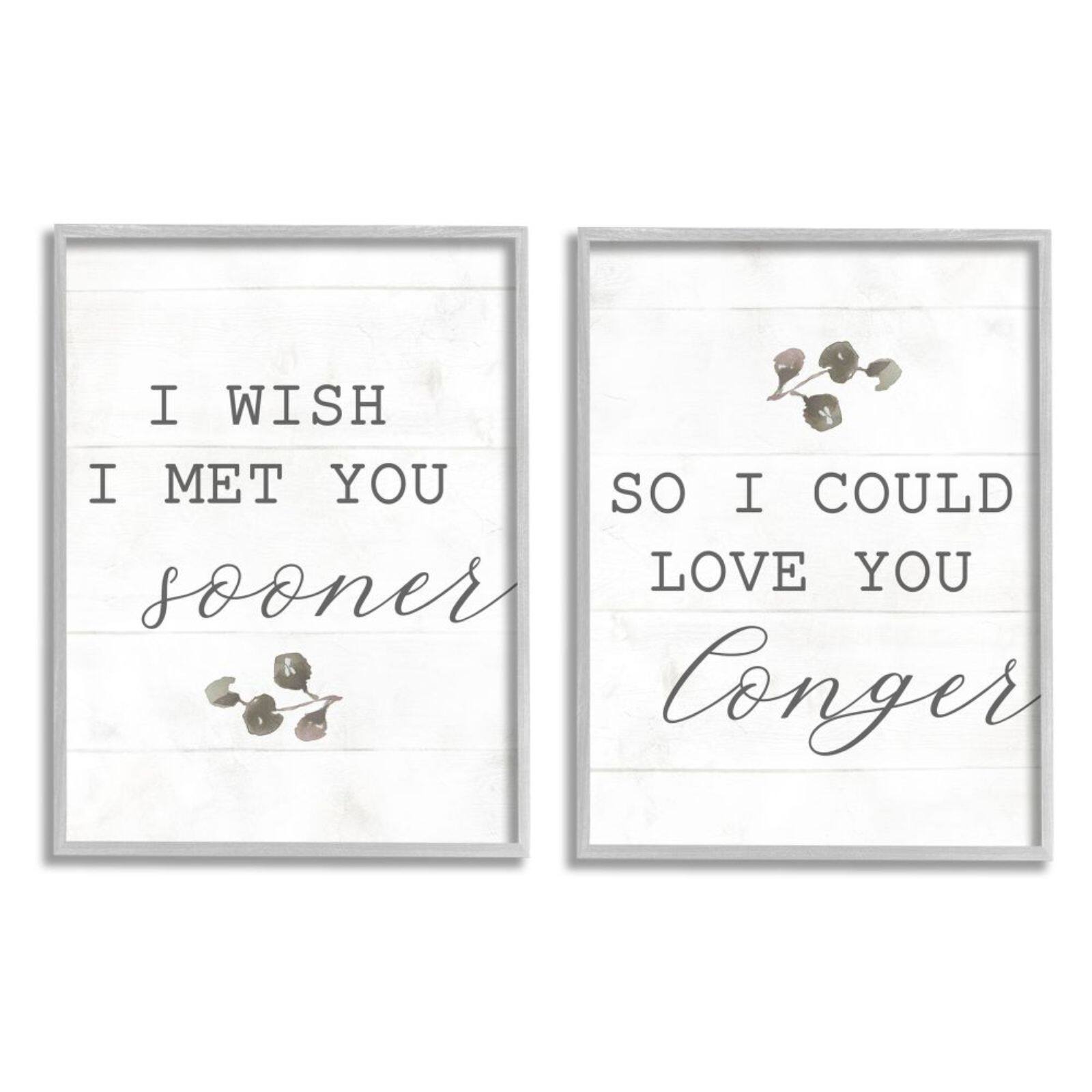 Stupell Industries I Wish I Met You Sooner So I Could Love You Longer Gray Framed Wall Art Set