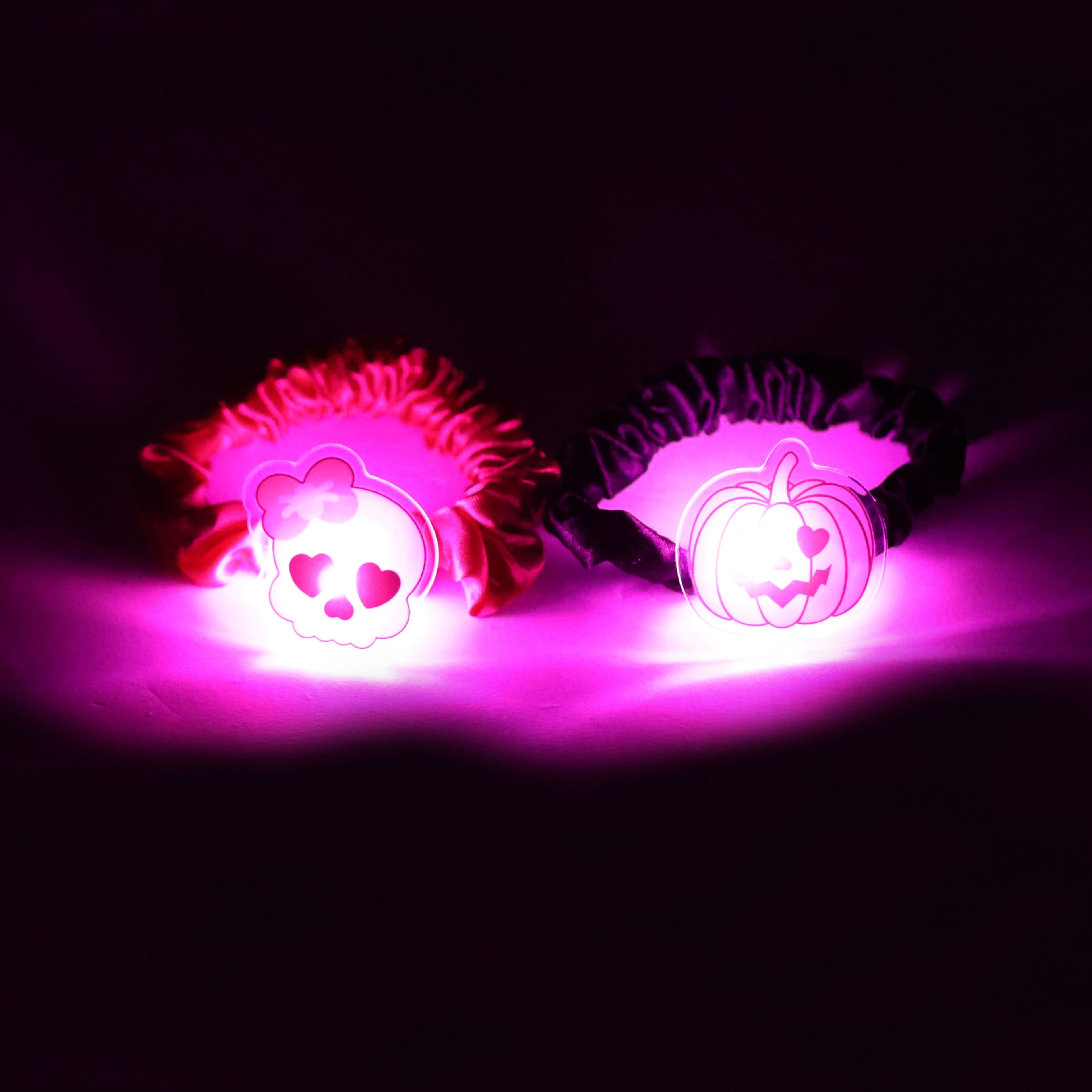 Skull &#x26; Jack-O&#x27;-Lantern Light-Up Scrunchies