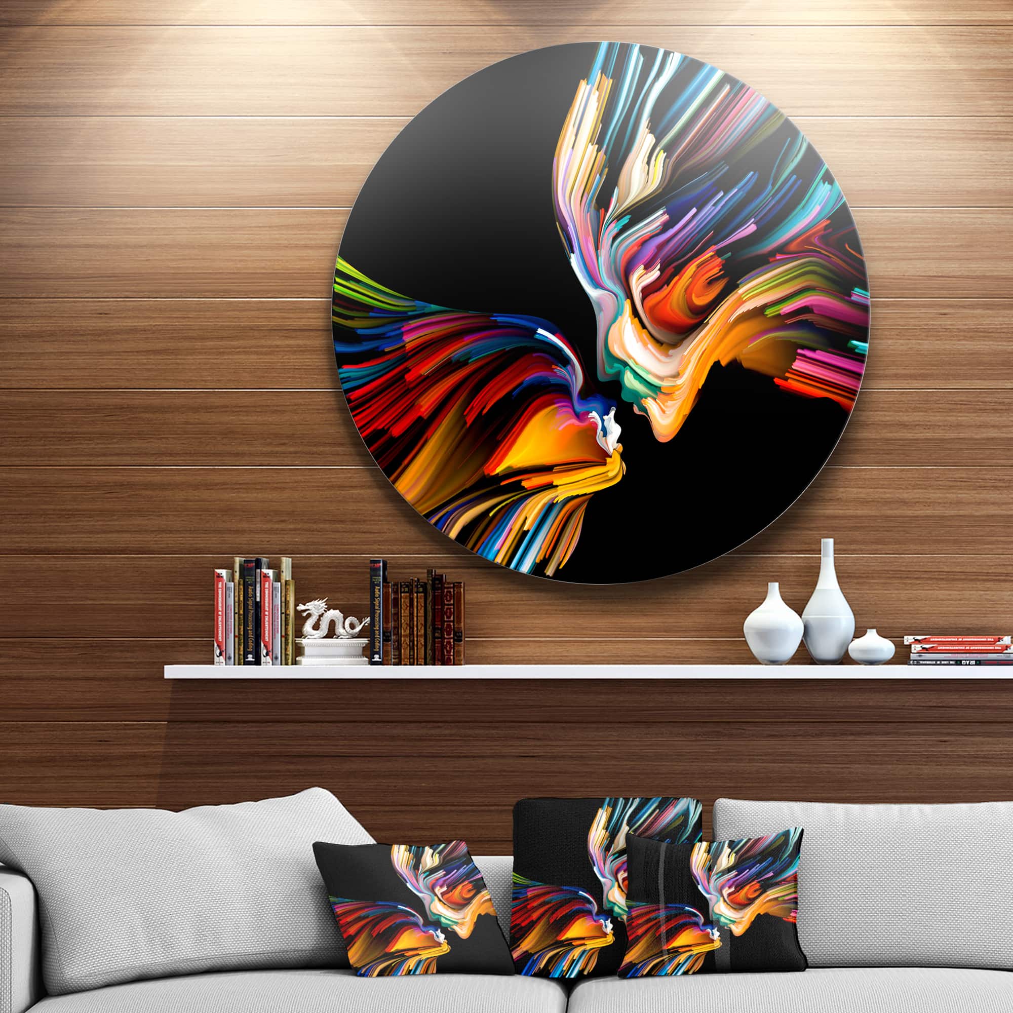 Designart - Kissing Minds Graphic Art&#x27; Abstract Circle Metal Wall Decor