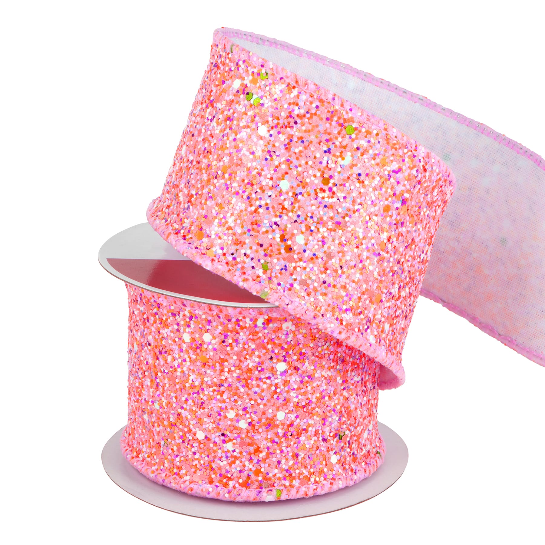 2.5&#x22; x 12ft. Pink Mix Wired Glitter Ribbon by Celebrate It&#xAE;