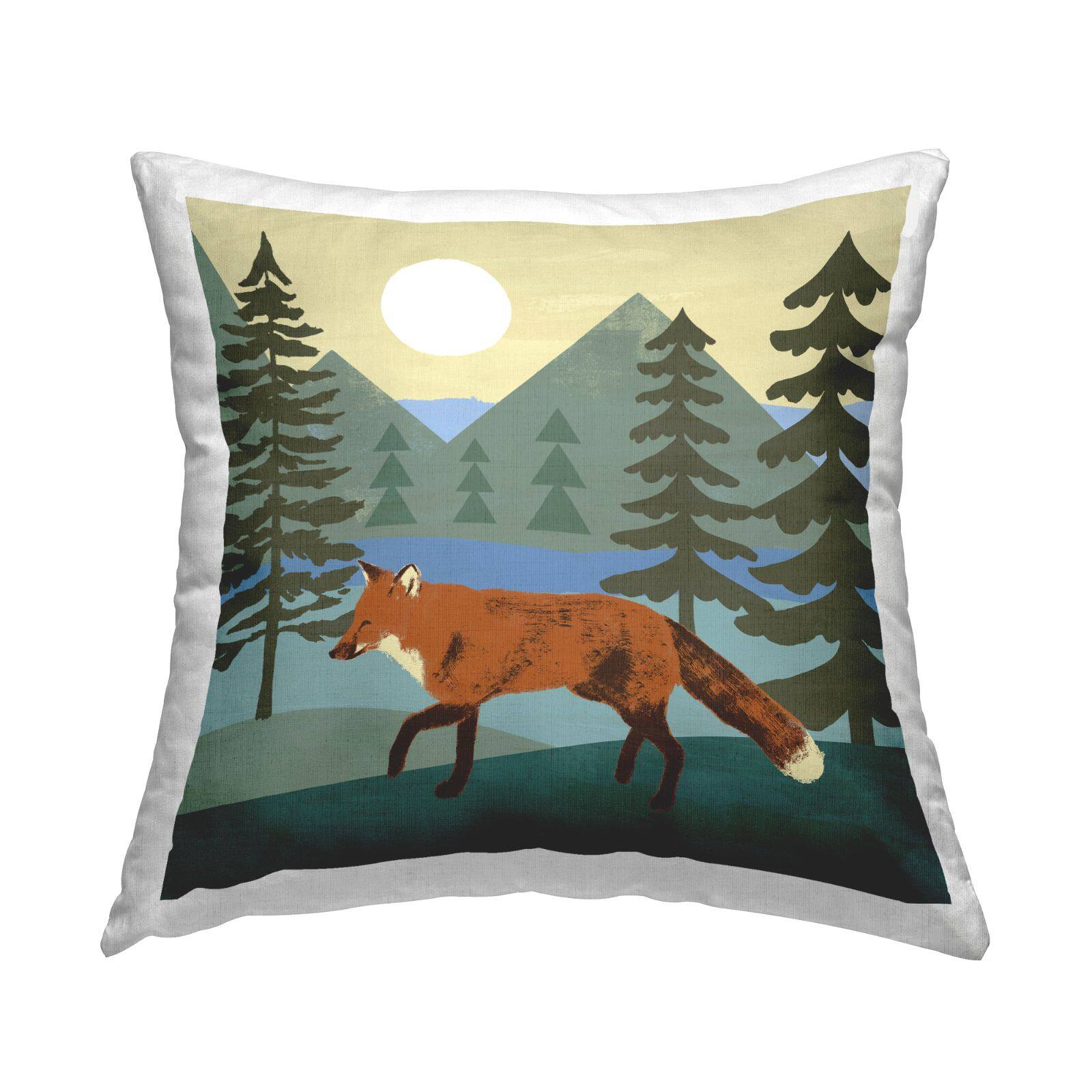 Stupell Industries Red Fox Running Through Woodland Nature Throw Pillow, 18" x 18"