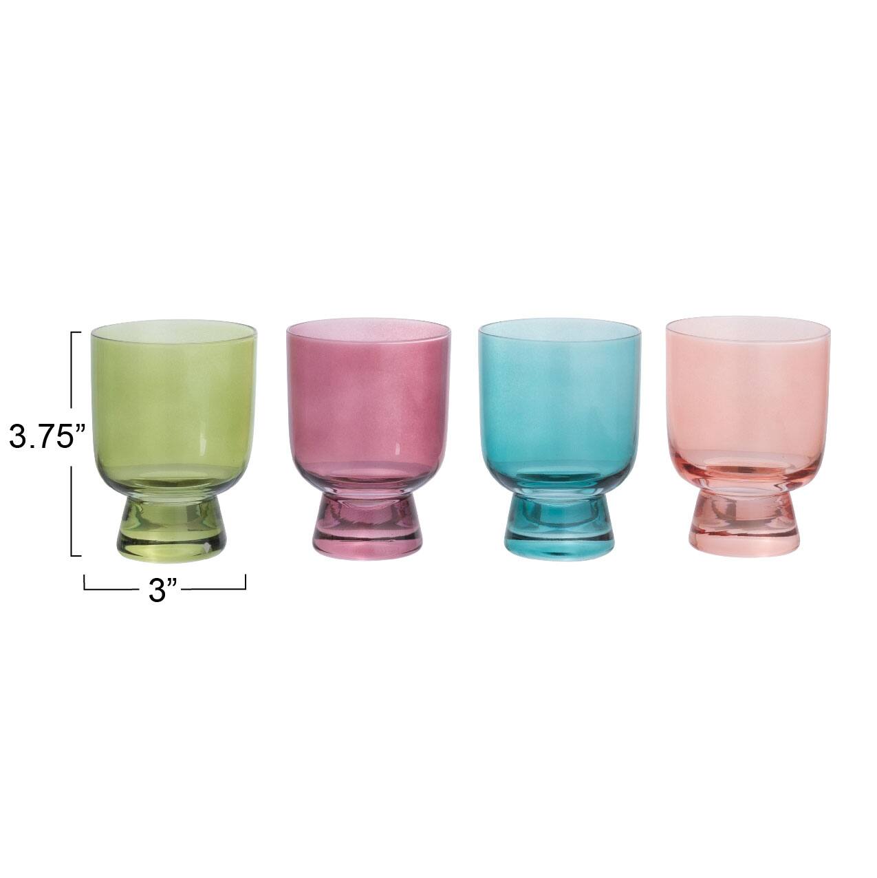 6oz. Hand Blown Footed Drinking Glasses Set