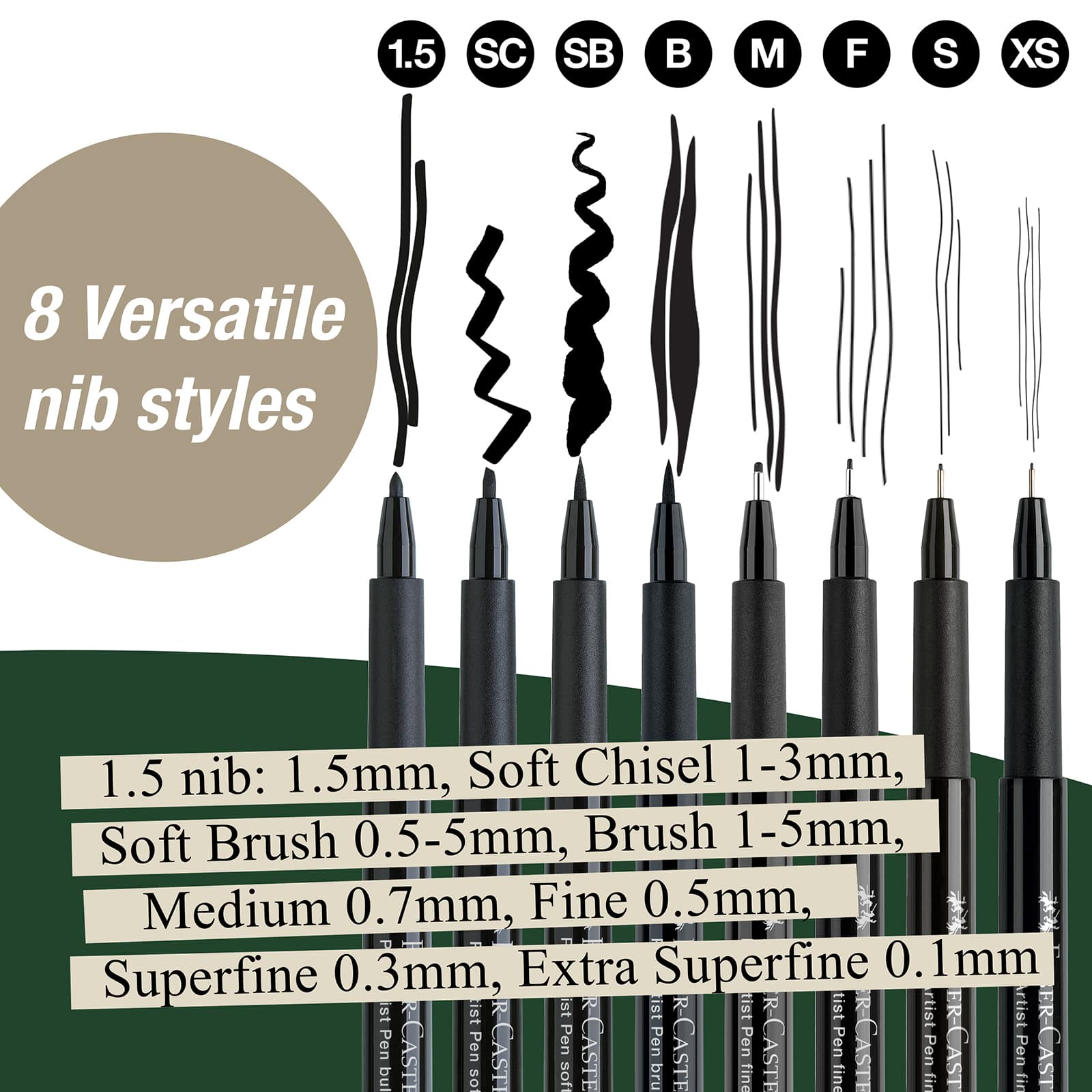 Faber-Castell&#xAE; PITT&#xAE; 8 Piece Black Artist Pen Set