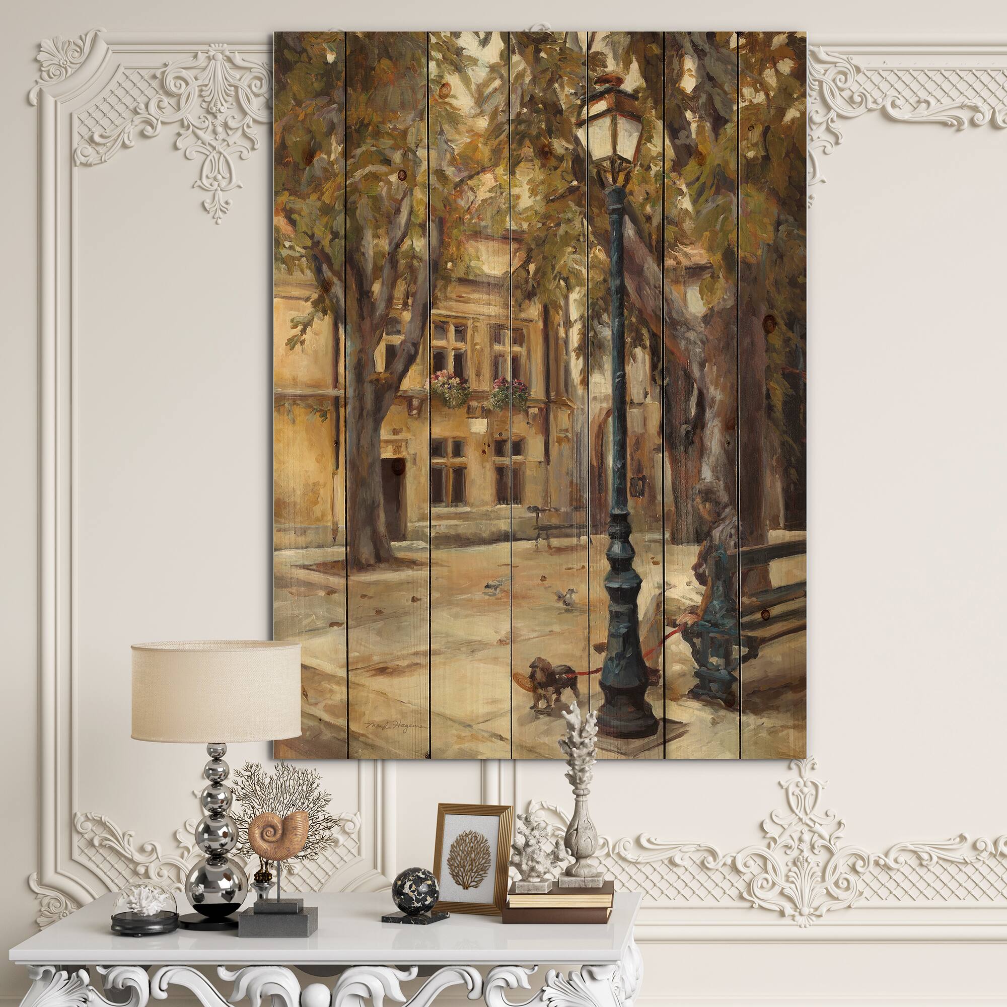 Designart - Provence French Village II - French Country Print on Natural Pine Wood