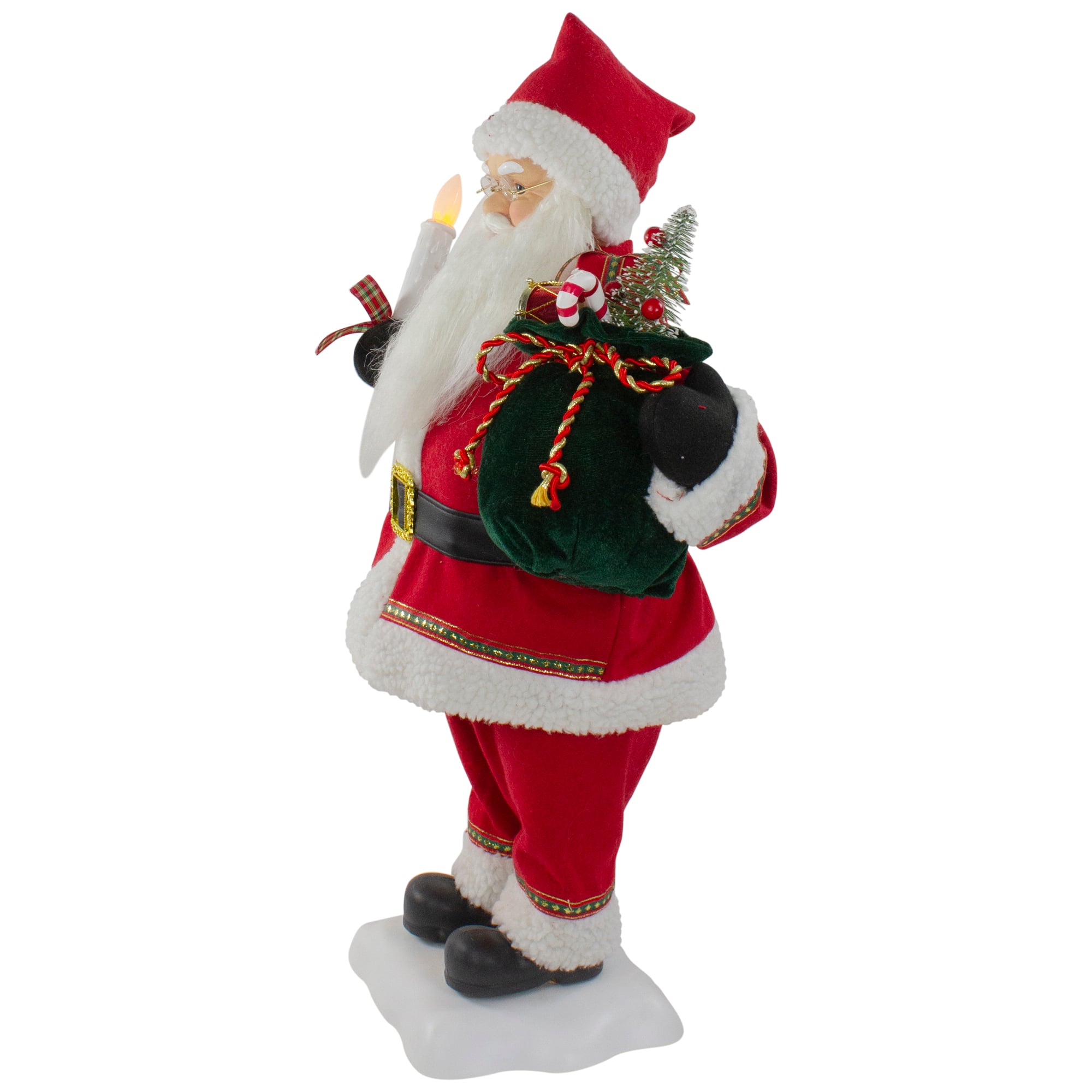 24&#x22; Animated Santa Claus with Lighted Candle Musical Christmas Figure